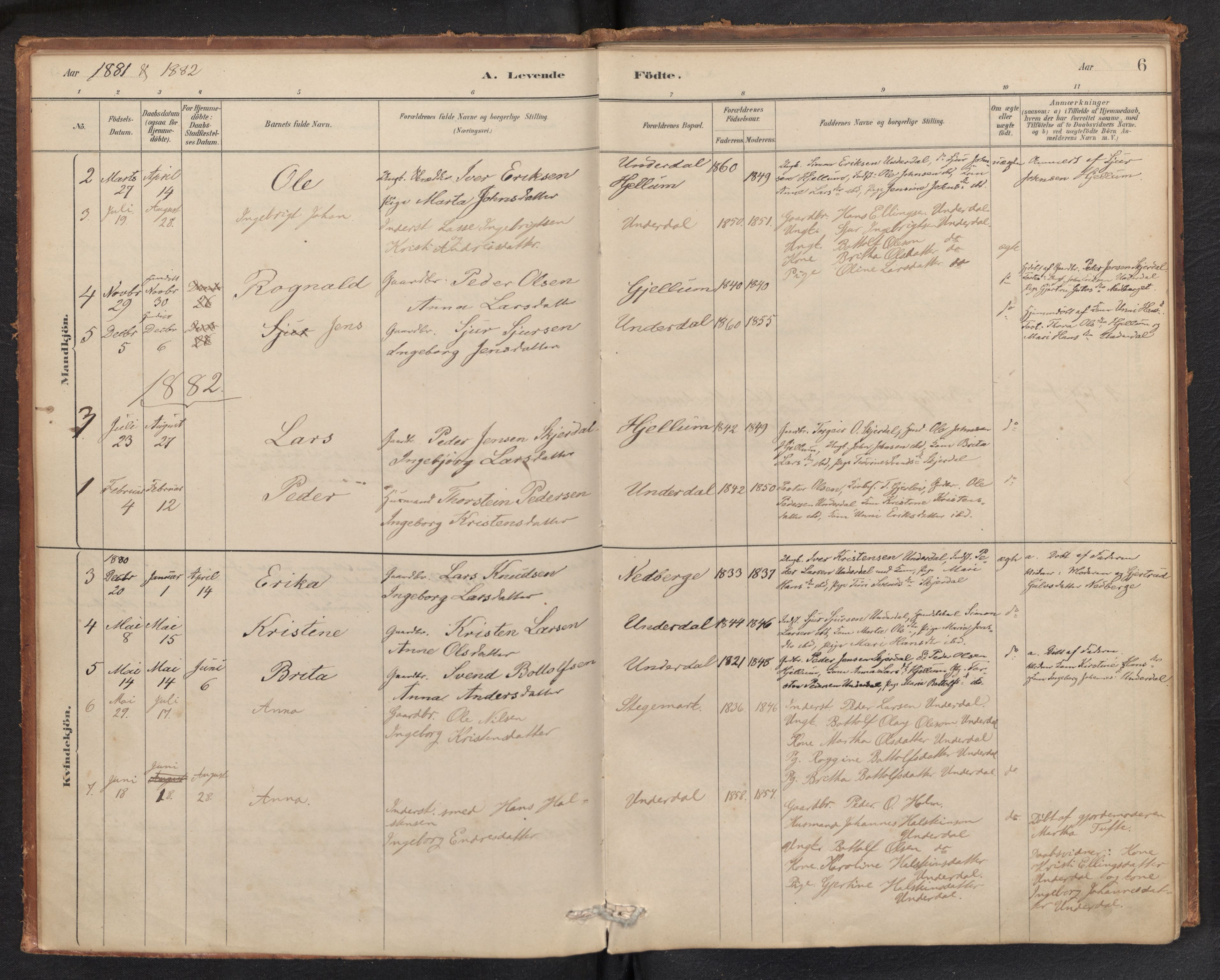 Aurland sokneprestembete, SAB/A-99937/H/Ha/Hae/L0001: Parish register (official) no. E 1, 1880-1907, p. 5b-6a