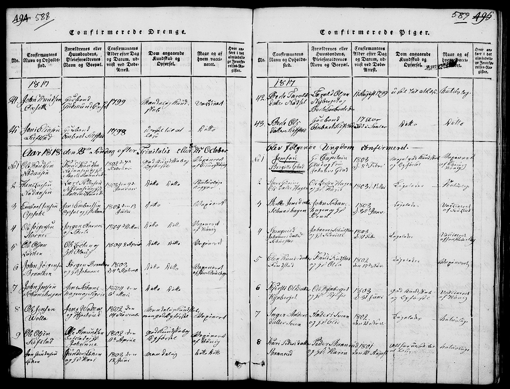 Elverum prestekontor, AV/SAH-PREST-044/H/Ha/Hab/L0001: Parish register (copy) no. 1, 1815-1829, p. 588-589