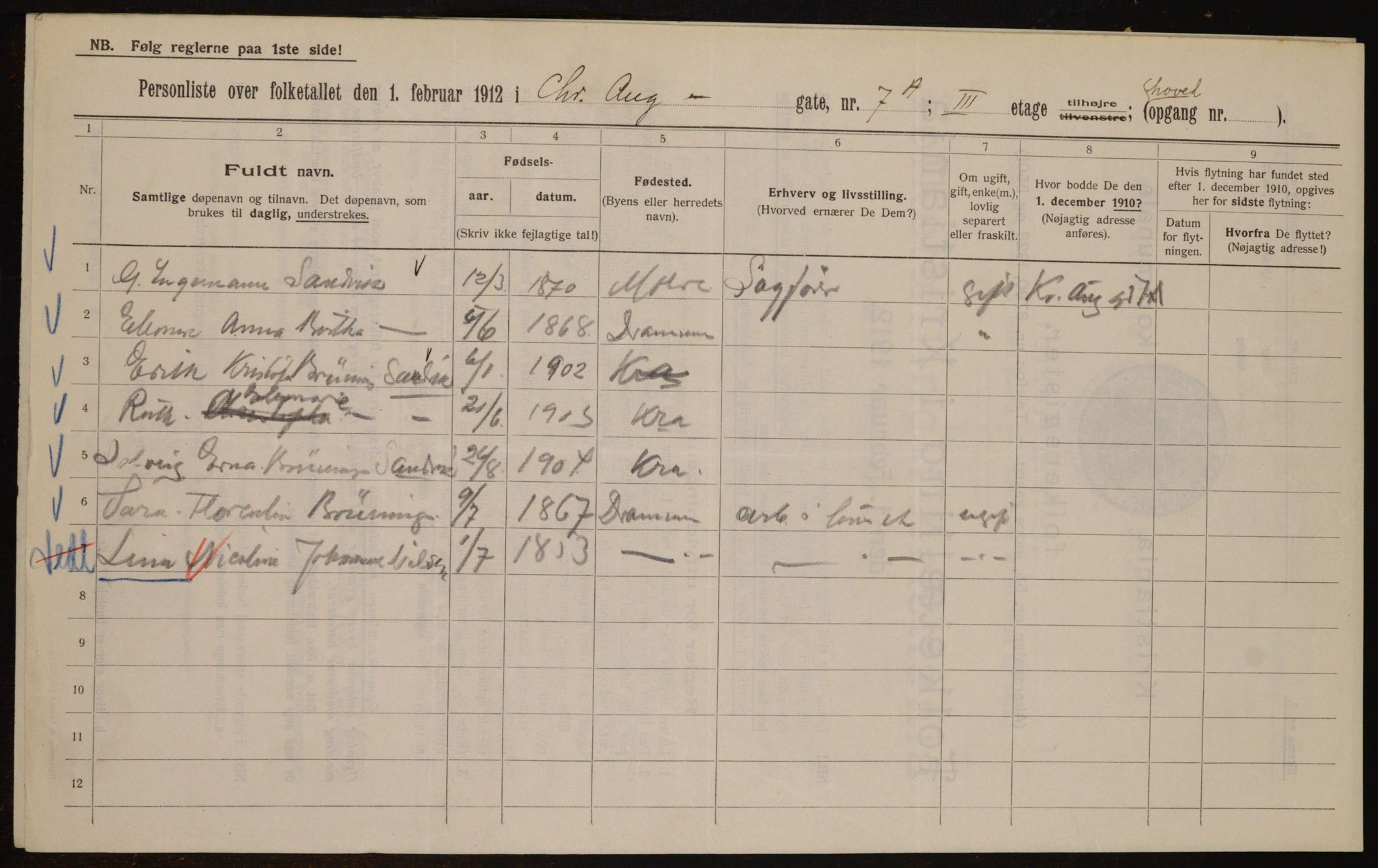 OBA, Municipal Census 1912 for Kristiania, 1912, p. 54231