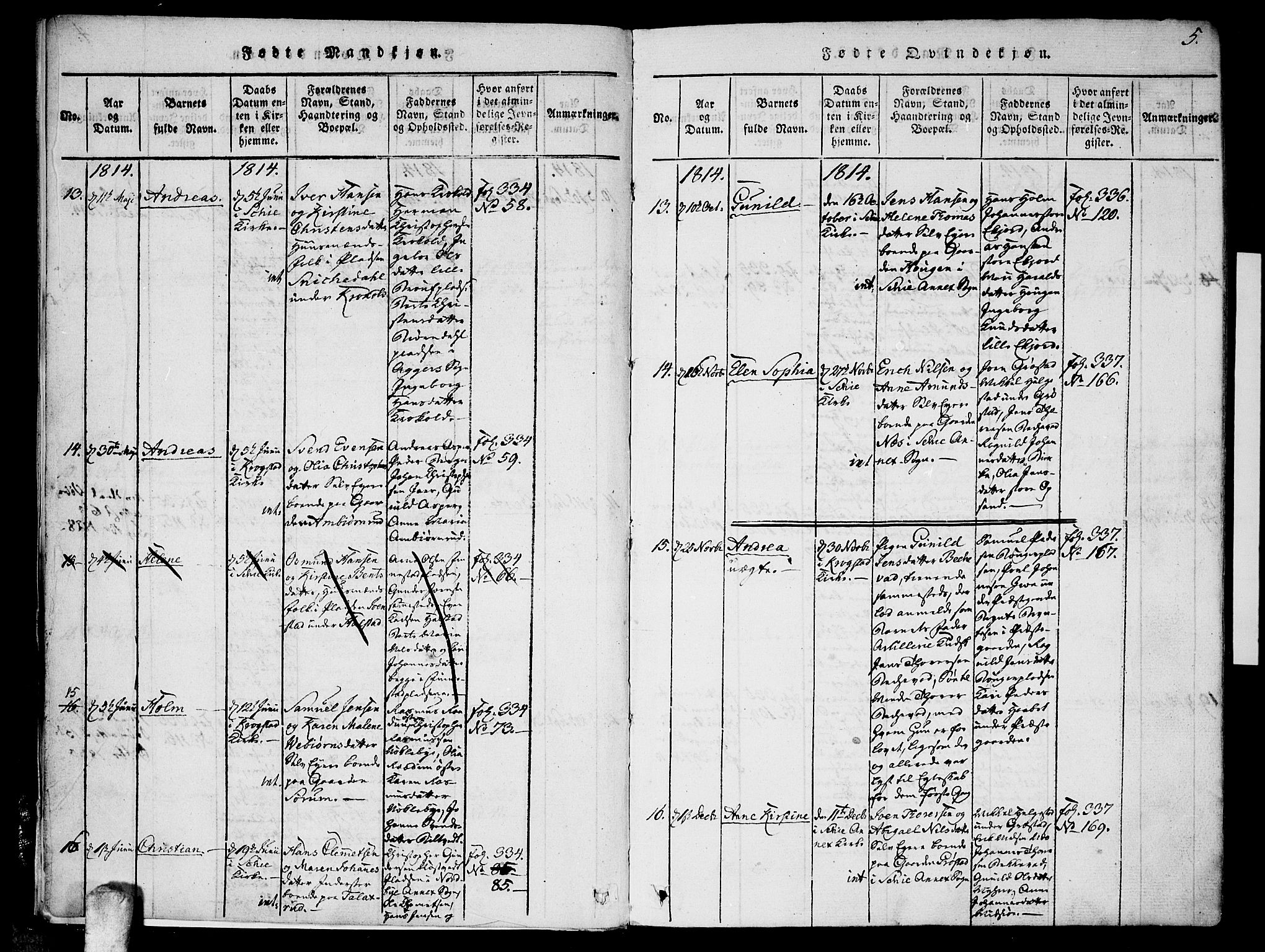 Kråkstad prestekontor Kirkebøker, AV/SAO-A-10125a/F/Fa/L0003: Parish register (official) no. I 3, 1813-1824, p. 5