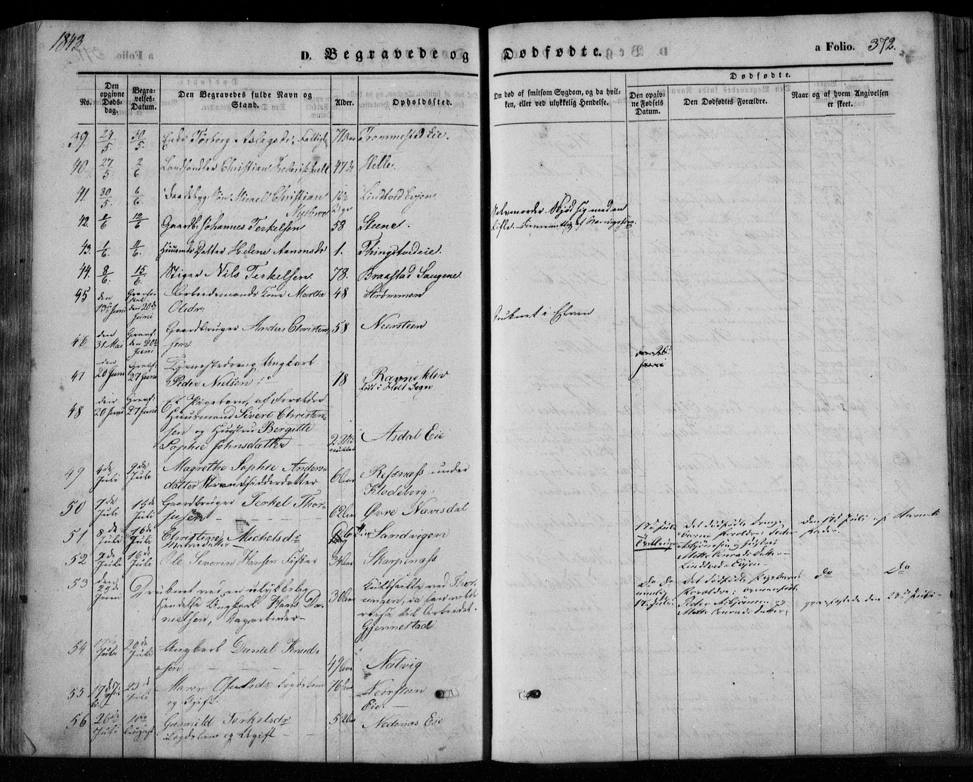 Øyestad sokneprestkontor, AV/SAK-1111-0049/F/Fa/L0014: Parish register (official) no. A 14, 1843-1856, p. 372