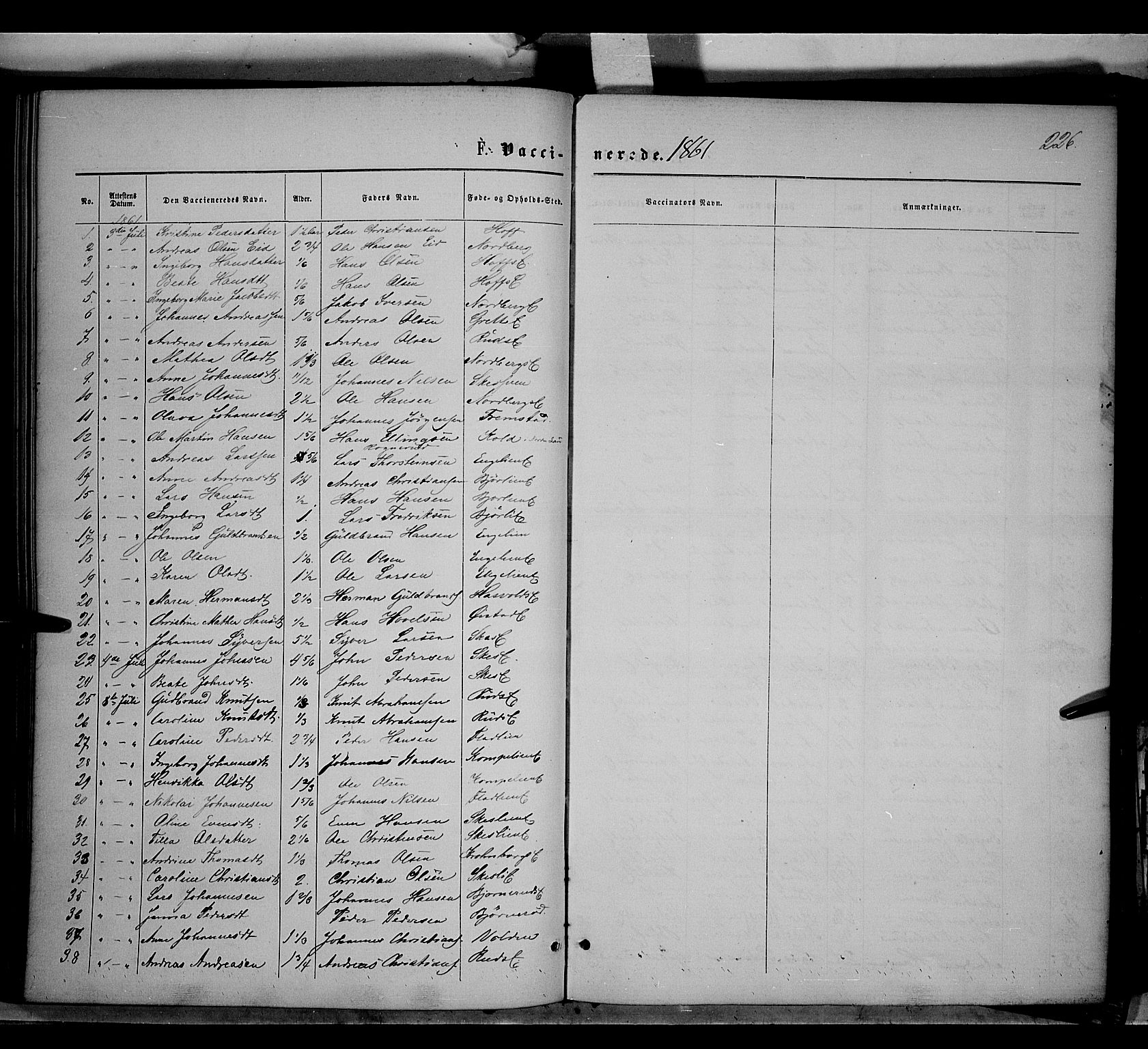 Søndre Land prestekontor, SAH/PREST-122/K/L0001: Parish register (official) no. 1, 1860-1877, p. 226