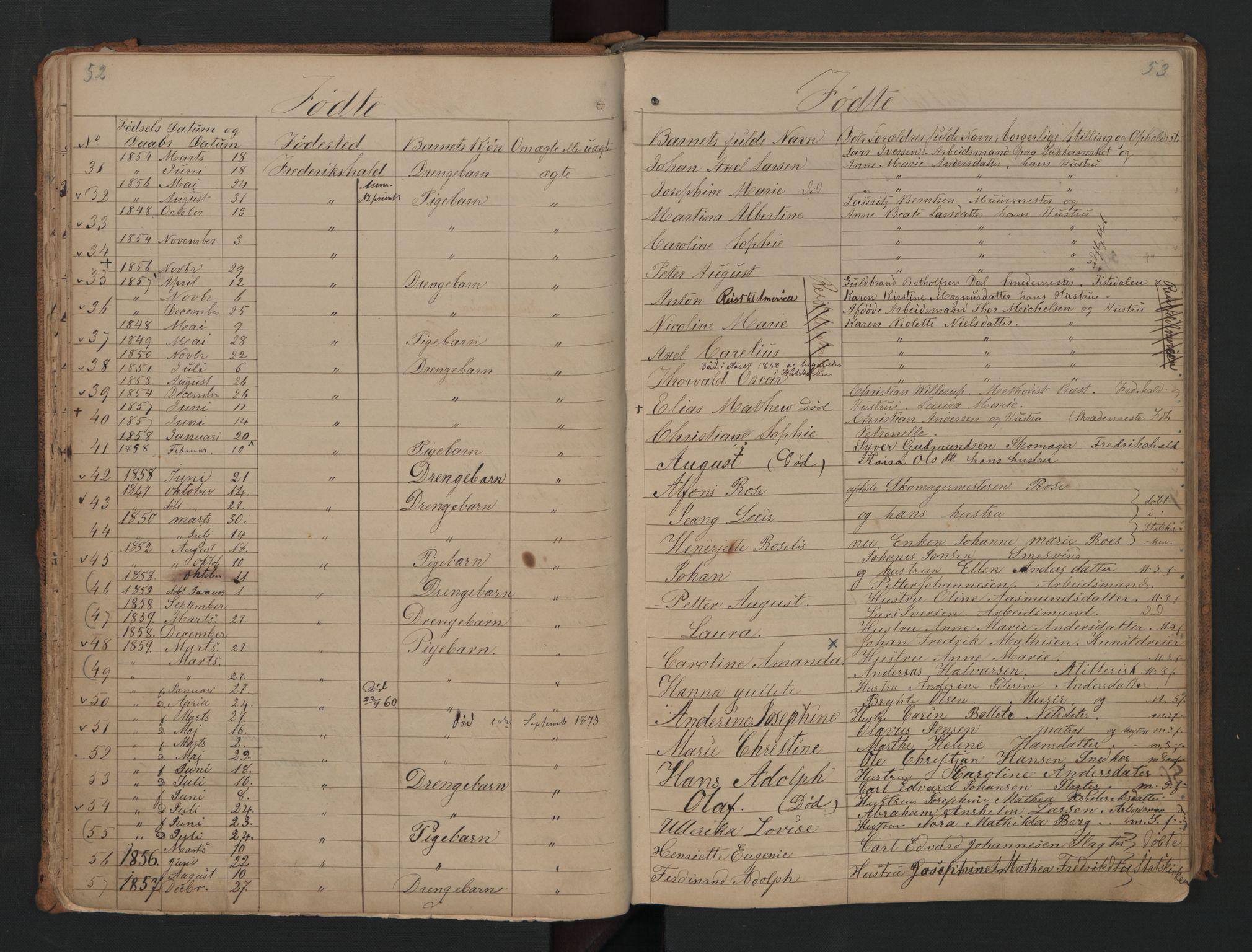 Halden metodistkirke - menighetsprotokoller, SAO/PAO-0266/F/L0001: Dissenter register no. 1, 1845-1874, p. 52-53