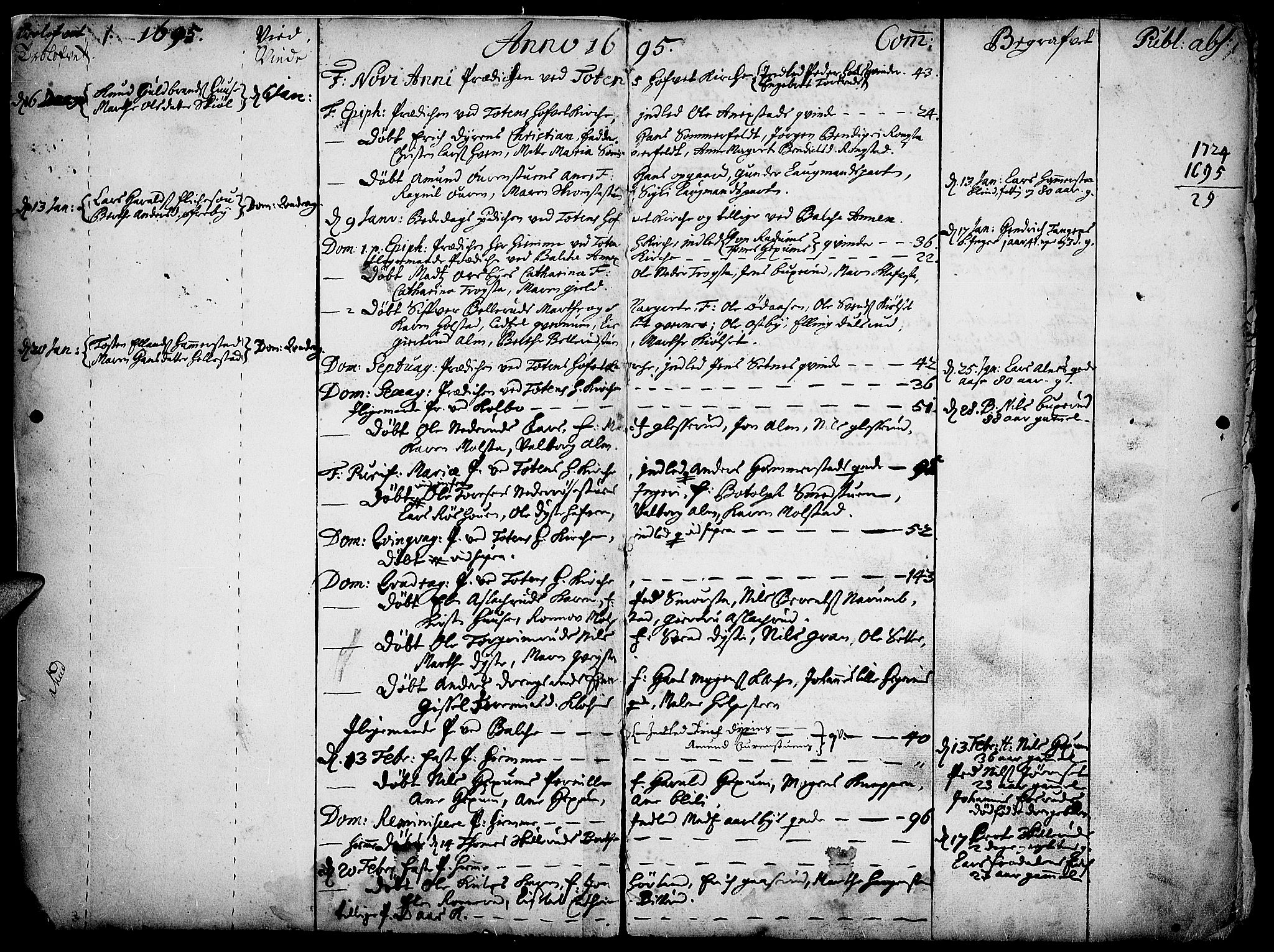 Toten prestekontor, SAH/PREST-102/H/Ha/Haa/L0001: Parish register (official) no. 1, 1695-1713, p. 1