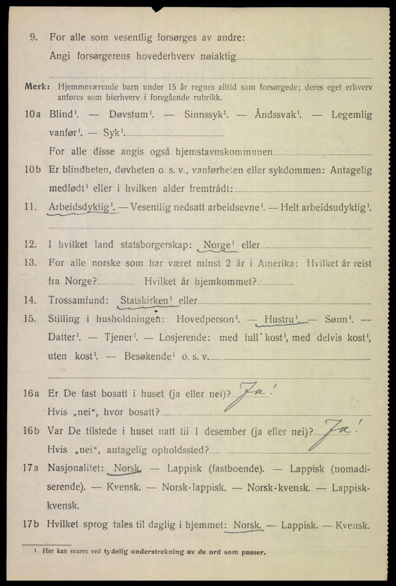 SAT, 1920 census for Ankenes, 1920, p. 1414