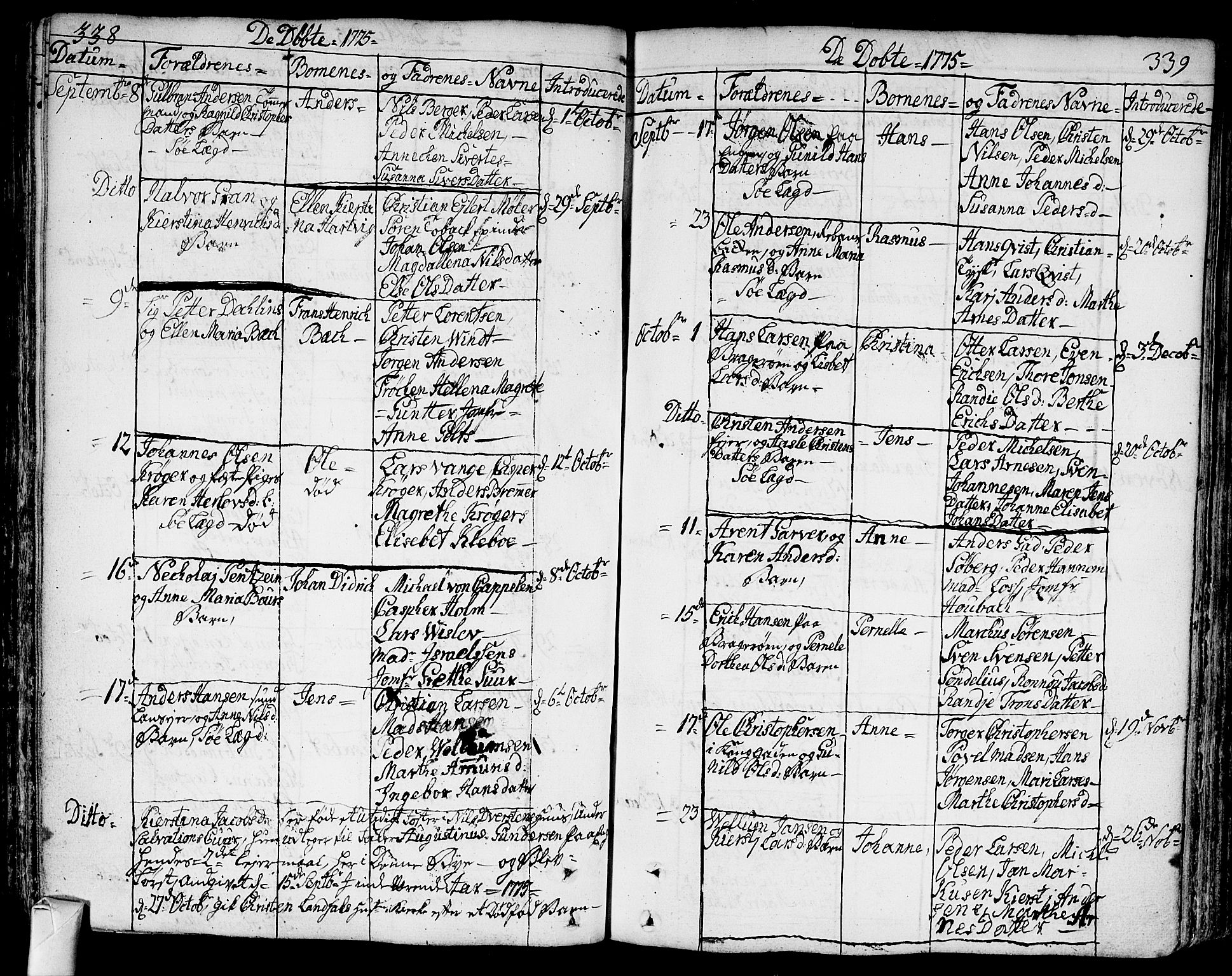 Bragernes kirkebøker, AV/SAKO-A-6/F/Fa/L0005: Parish register (official) no. I 5, 1759-1781, p. 338-339