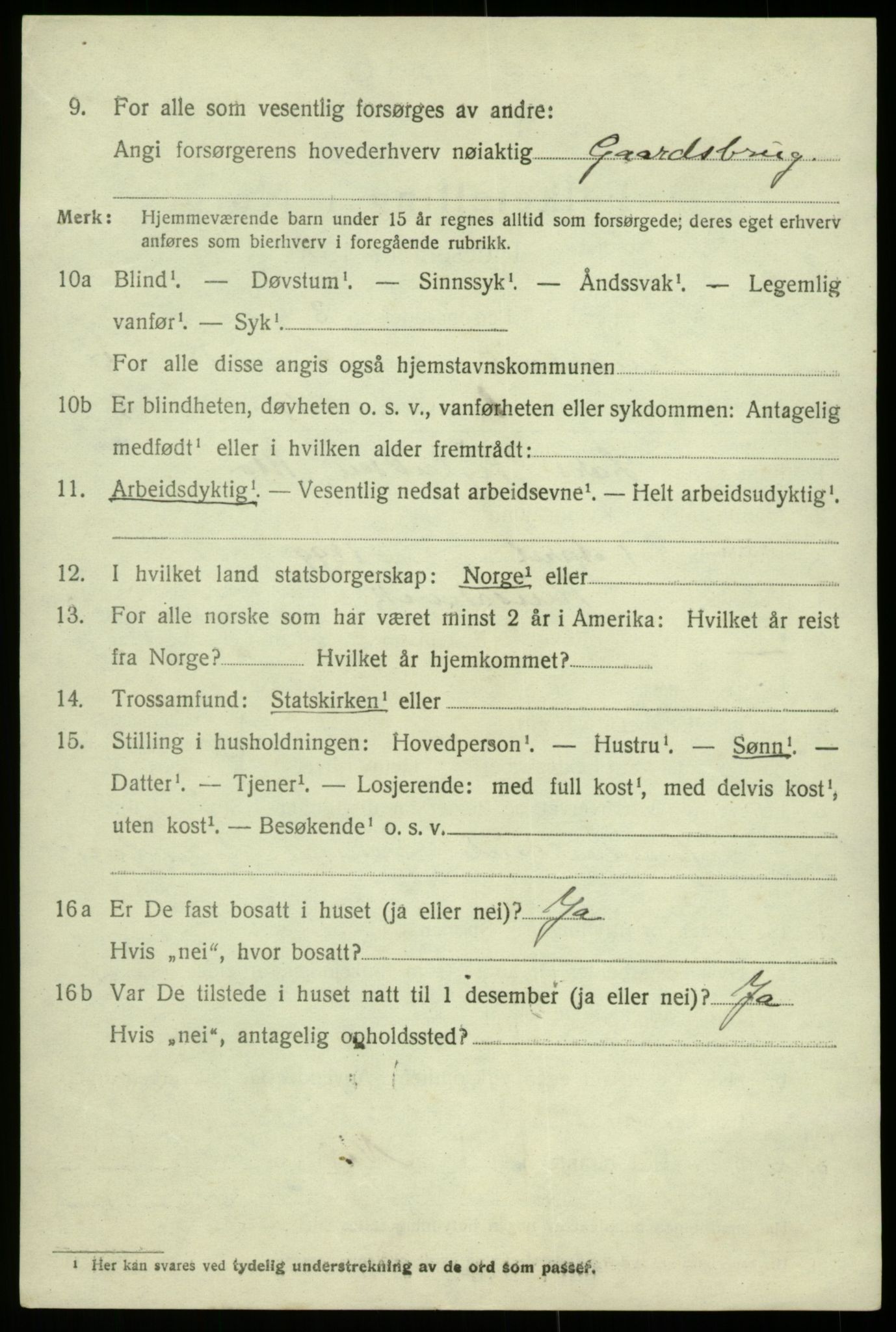 SAB, 1920 census for Kinsarvik, 1920, p. 2611