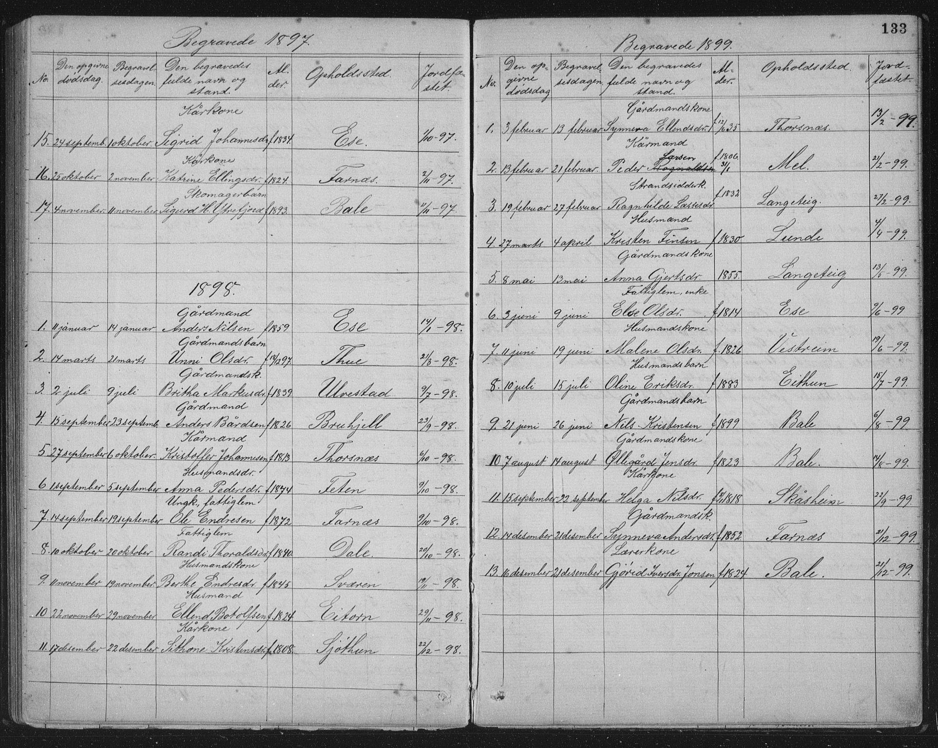 Balestrand sokneprestembete, AV/SAB-A-79601/H/Hab/Haba/L0002: Parish register (copy) no. A 2, 1880-1919, p. 133