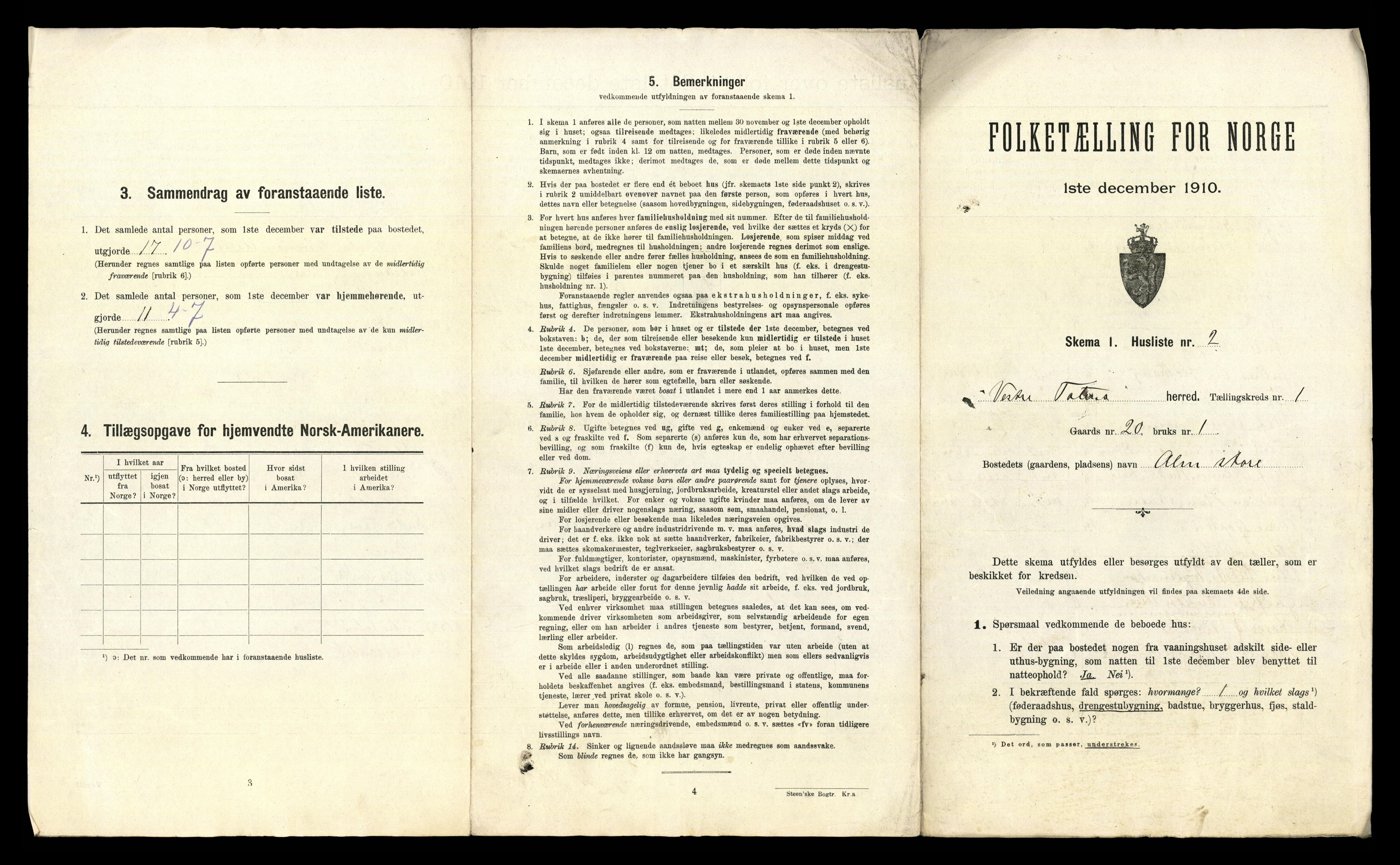 RA, 1910 census for Vestre Toten, 1910, p. 43