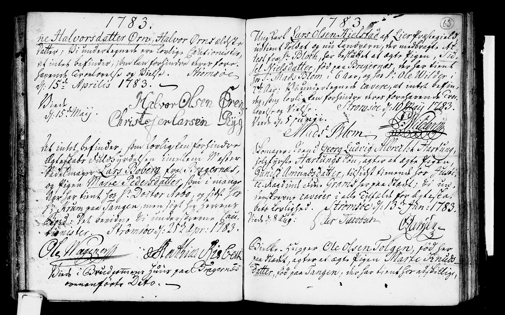 Strømsø kirkebøker, SAKO/A-246/H/Hb/L0001: Best man's statements no. 1, 1752-1815, p. 63