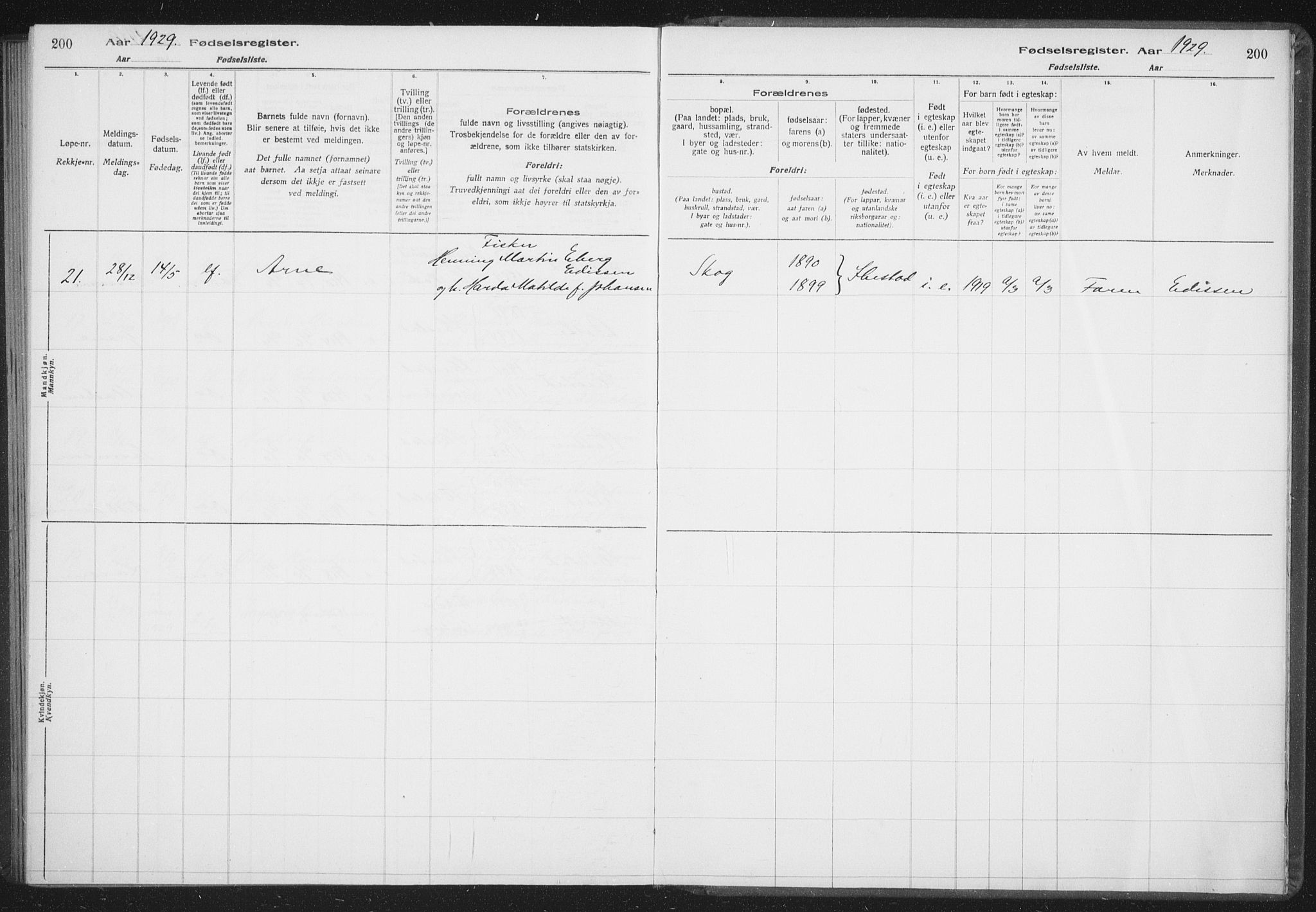 Ibestad sokneprestembete, SATØ/S-0077/I/Ic/L0061: Birth register no. 61, 1917-1929, p. 200