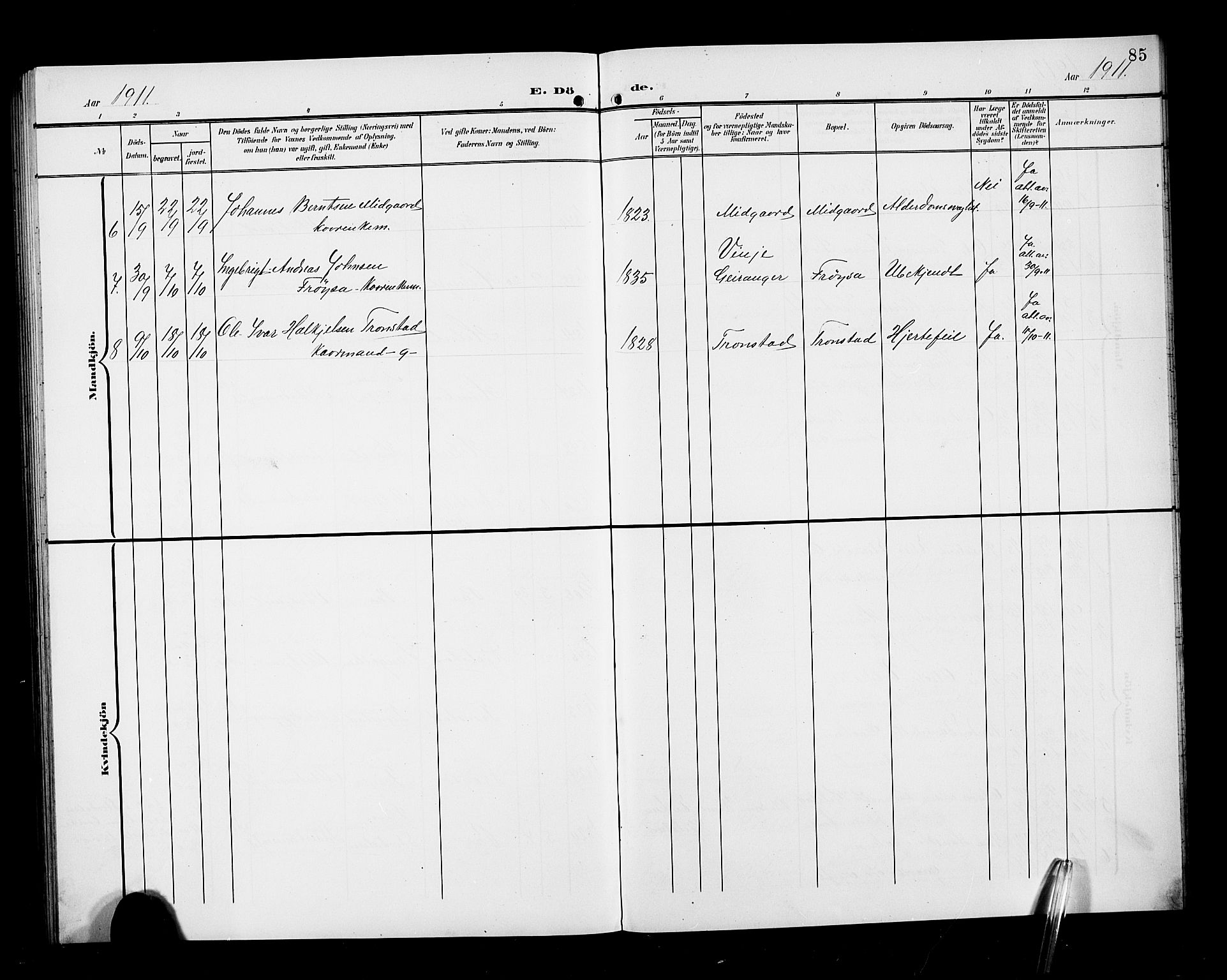 Ministerialprotokoller, klokkerbøker og fødselsregistre - Møre og Romsdal, AV/SAT-A-1454/517/L0231: Parish register (copy) no. 517C04, 1904-1918, p. 85