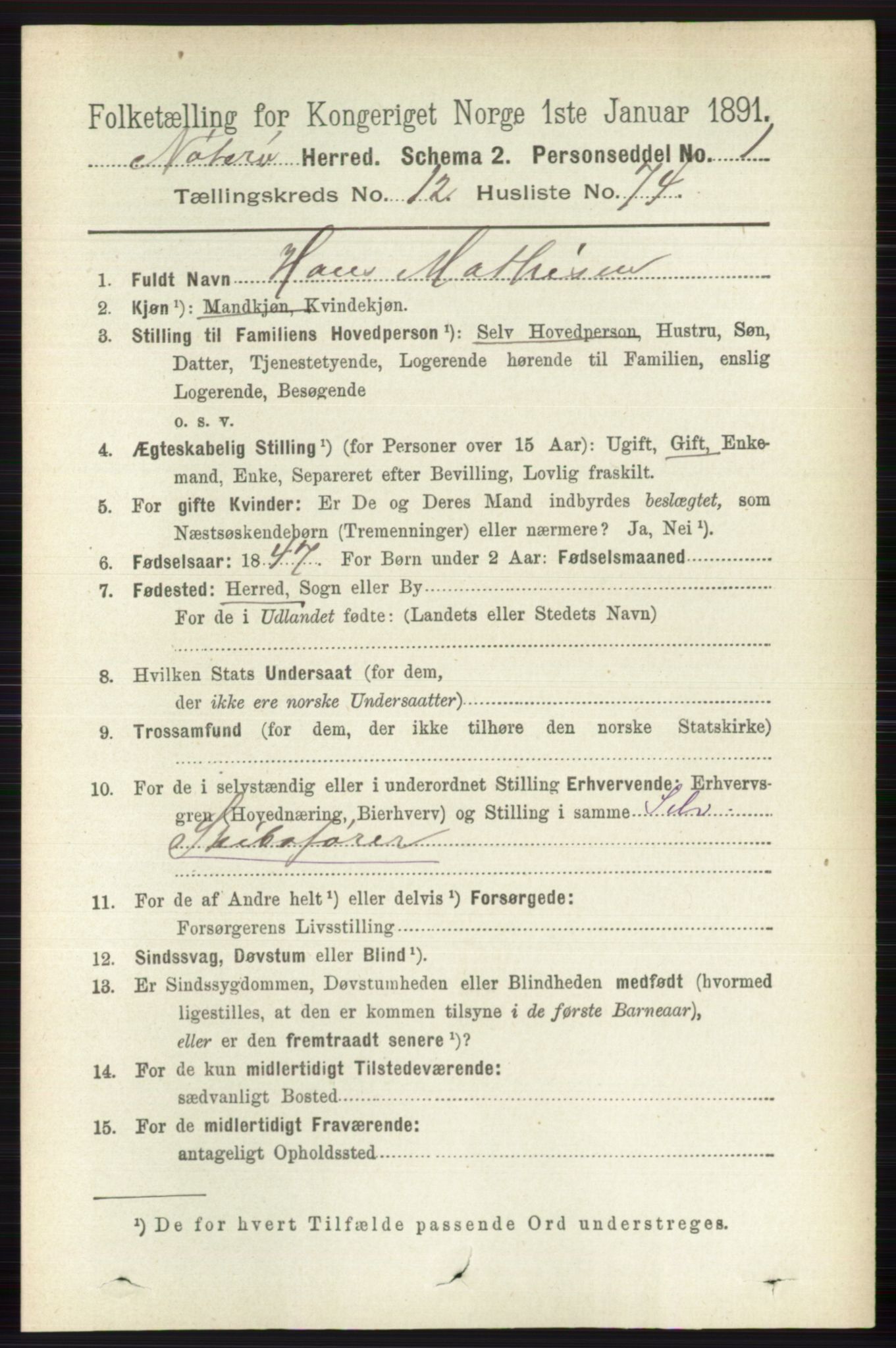 RA, 1891 census for 0722 Nøtterøy, 1891, p. 6774