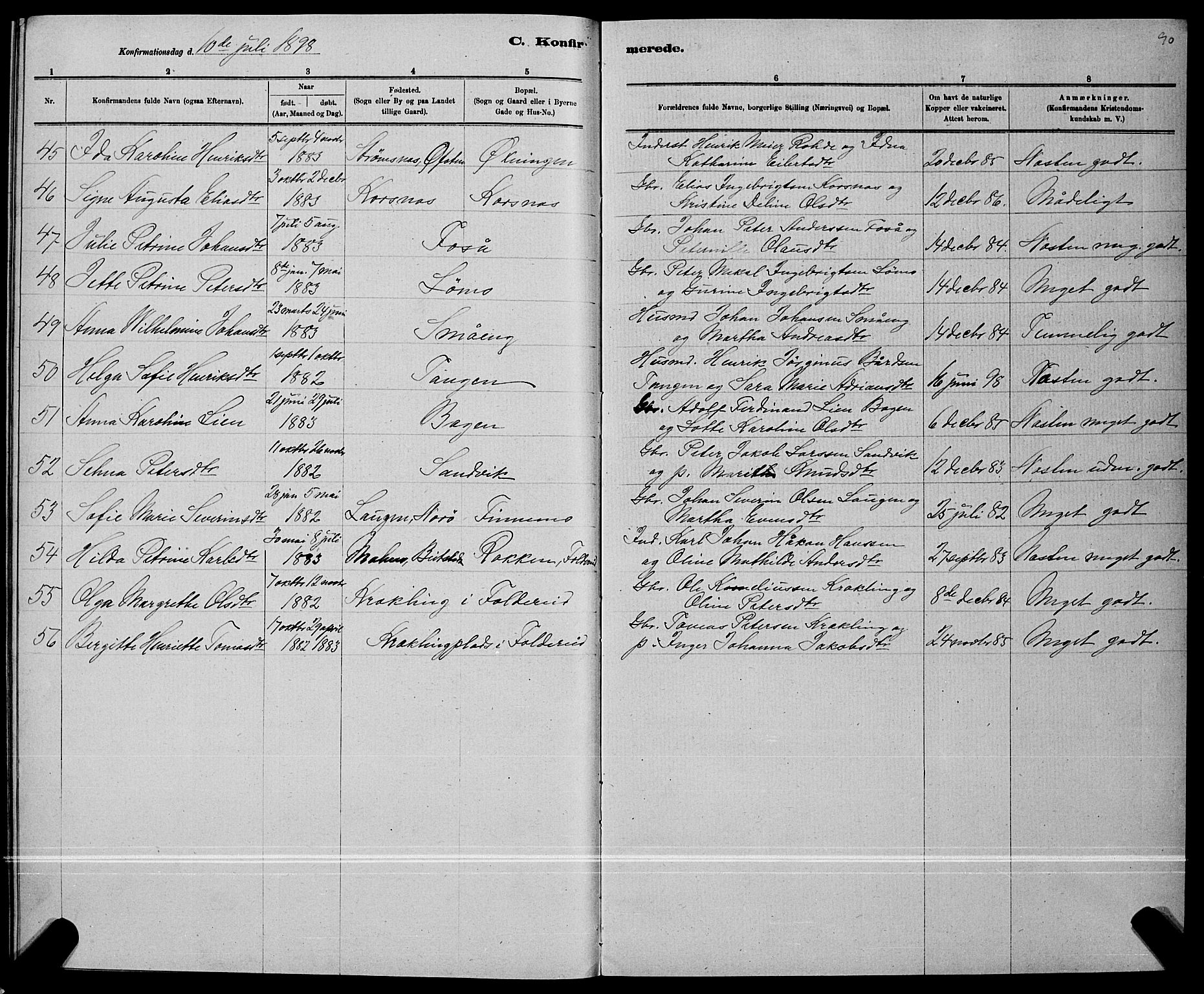 Ministerialprotokoller, klokkerbøker og fødselsregistre - Nord-Trøndelag, SAT/A-1458/780/L0651: Parish register (copy) no. 780C03, 1884-1898, p. 90