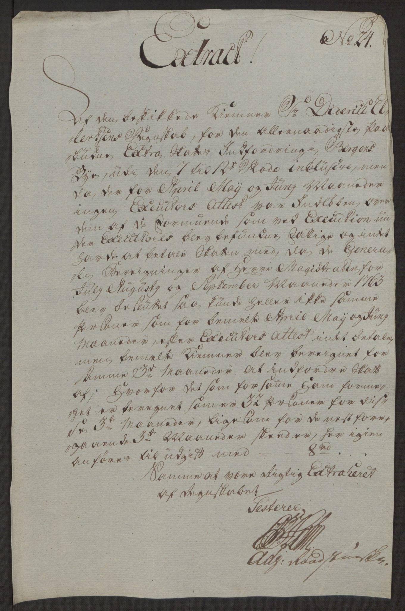 Rentekammeret inntil 1814, Reviderte regnskaper, Byregnskaper, AV/RA-EA-4066/R/Rp/L0366/0001: [P20] Kontribusjonsregnskap / Ekstraskatt, 1763, p. 329