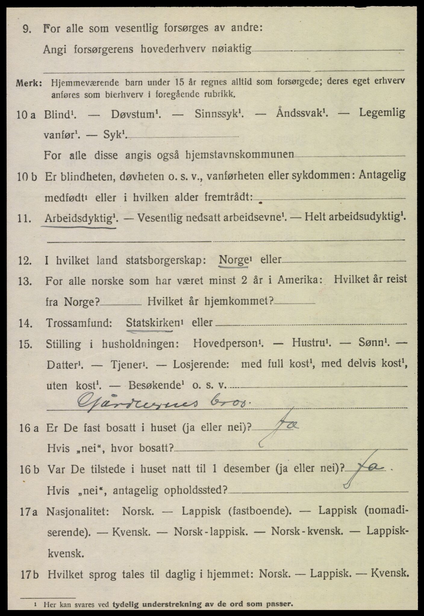 SAT, 1920 census for Vik, 1920, p. 1138