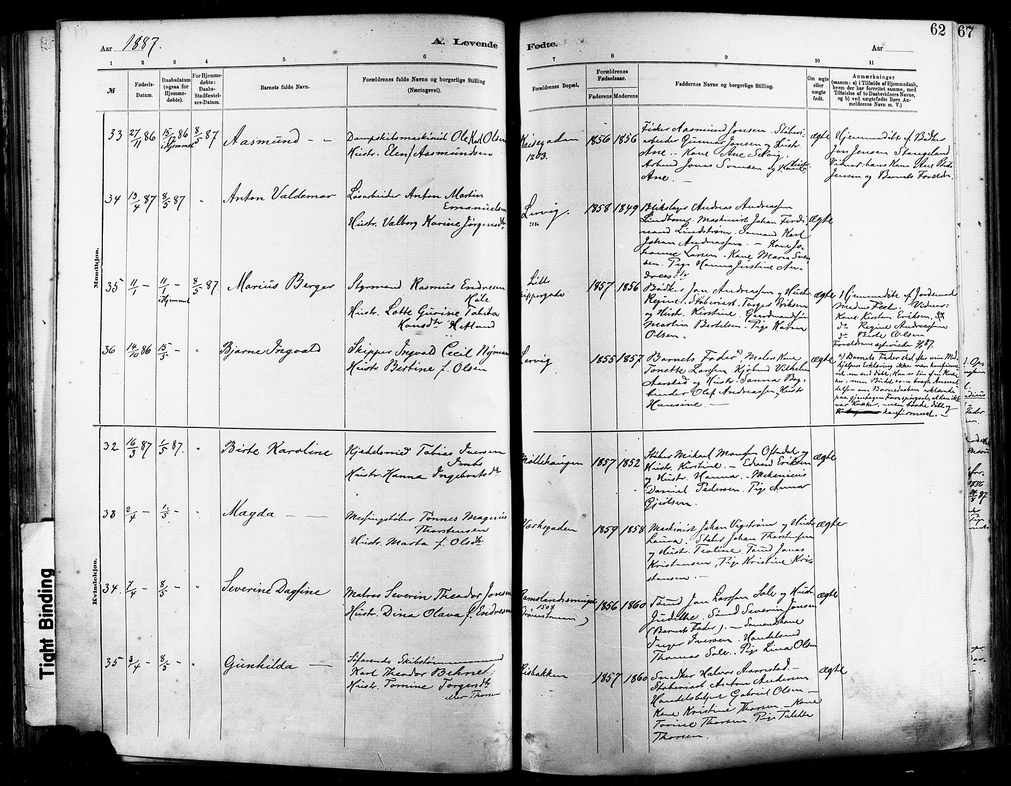 St. Johannes sokneprestkontor, AV/SAST-A-101814/001/30/30BA/L0001: Parish register (official) no. A 1, 1885-1891, p. 62