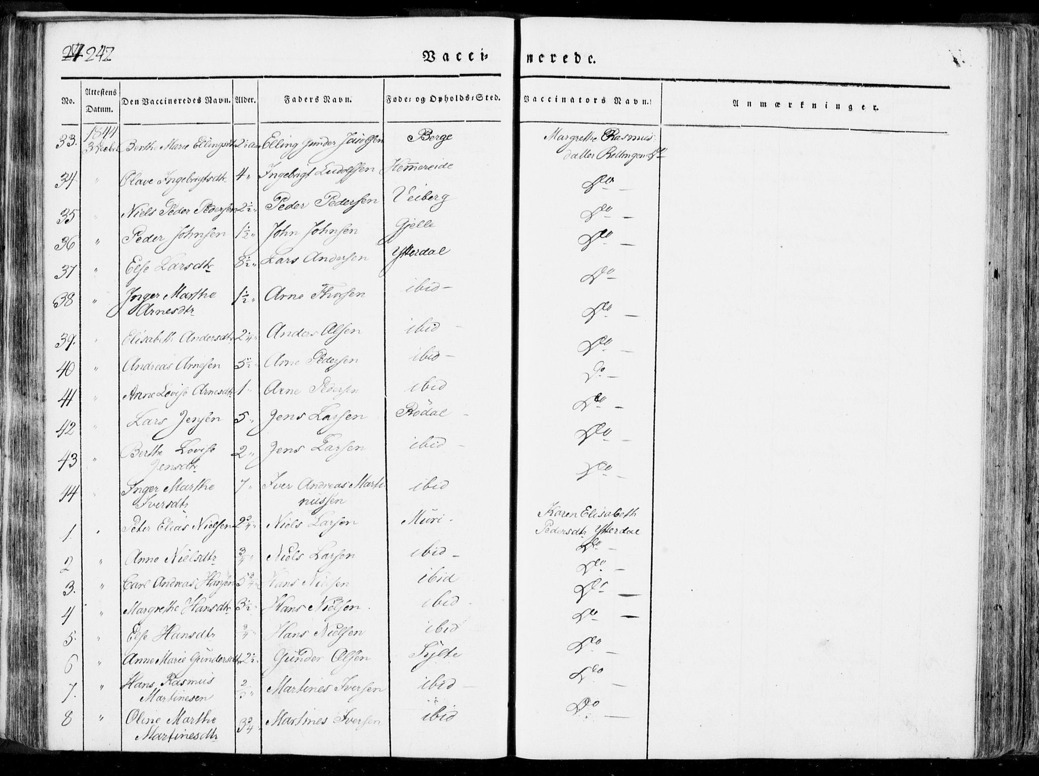 Ministerialprotokoller, klokkerbøker og fødselsregistre - Møre og Romsdal, AV/SAT-A-1454/519/L0248: Parish register (official) no. 519A07, 1829-1860, p. 242