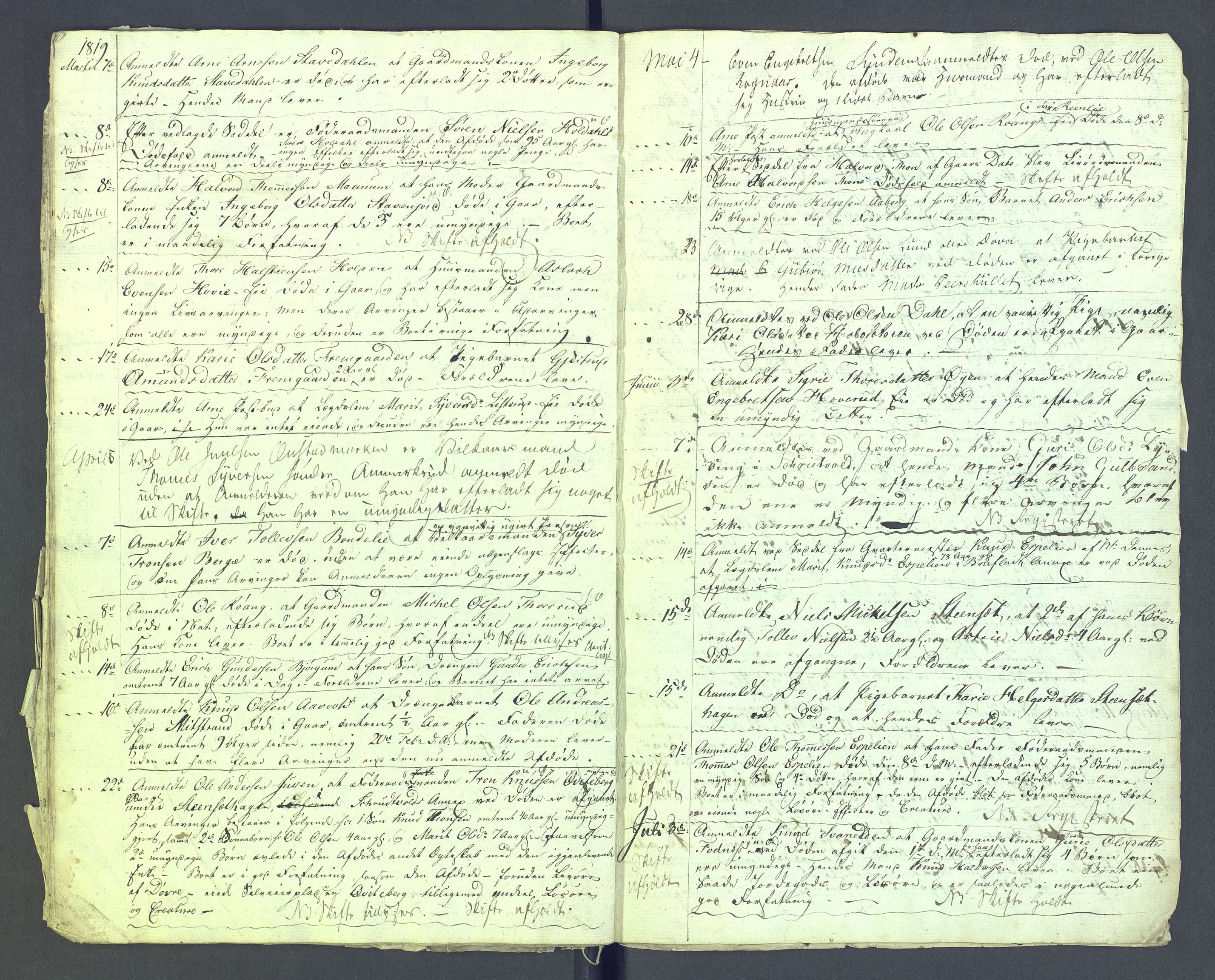 Valdres sorenskriveri, AV/SAH-TING-016/J/Je/L0001/0001: Dødsfallsprotokoller / Dødsfallsprotokoll, 1816-1821