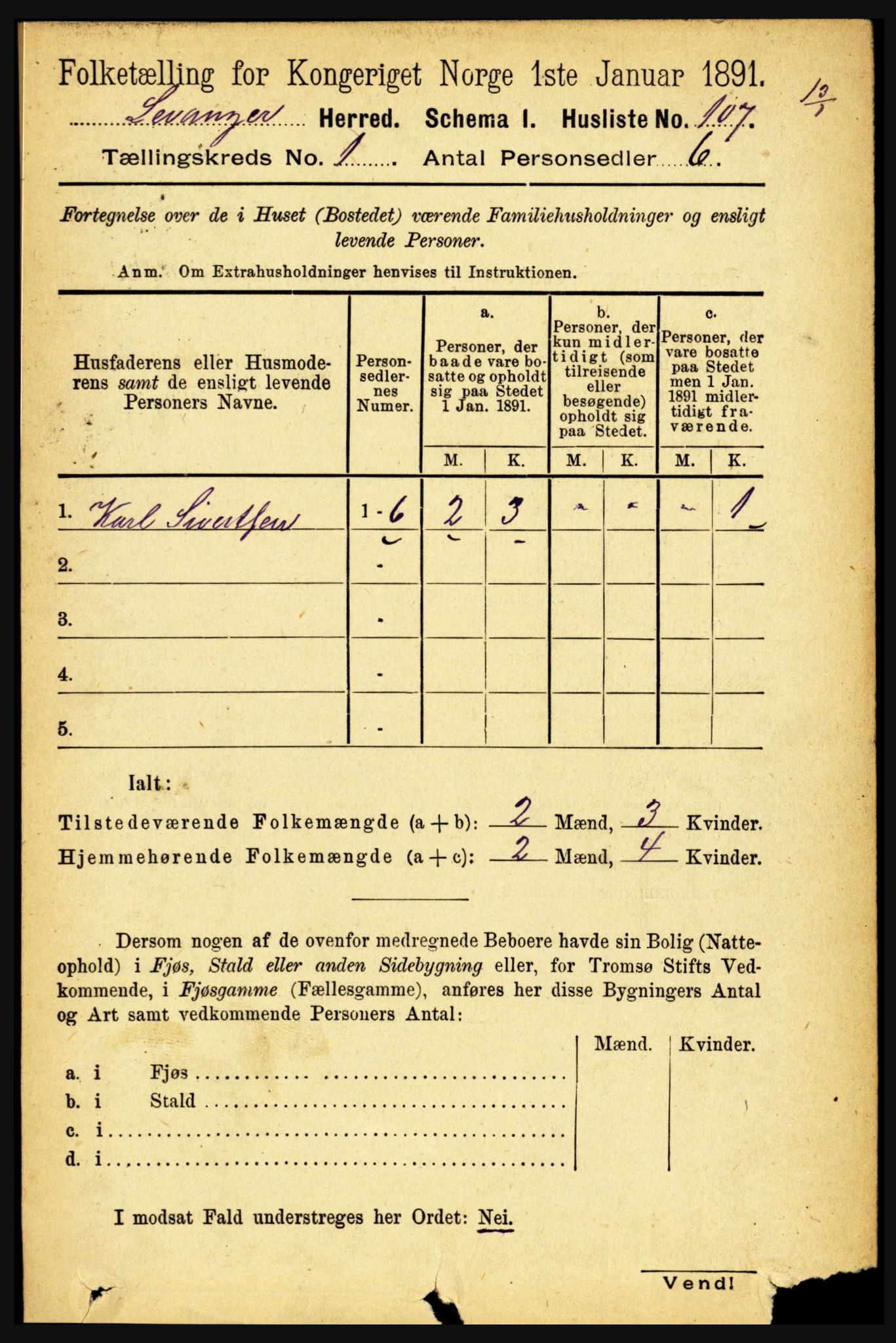 RA, 1891 census for 1720 Levanger, 1891, p. 128