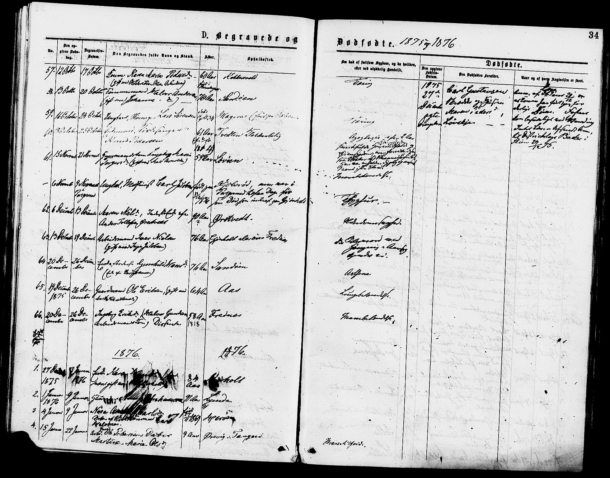 Eidanger kirkebøker, AV/SAKO-A-261/F/Fa/L0011: Parish register (official) no. 11, 1875-1878, p. 34