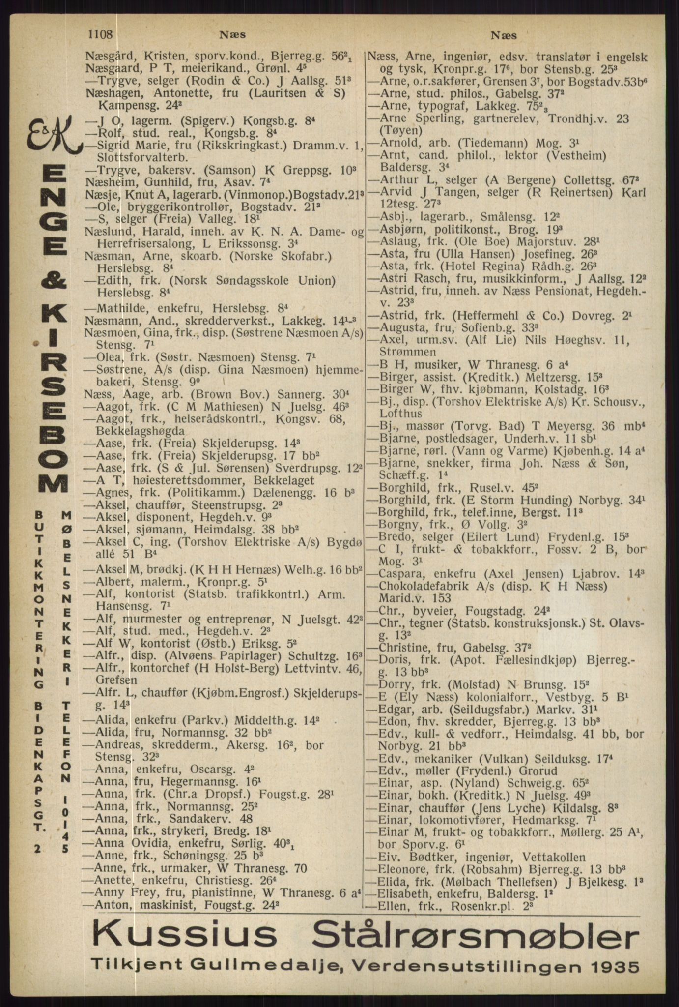 Kristiania/Oslo adressebok, PUBL/-, 1936, p. 1108