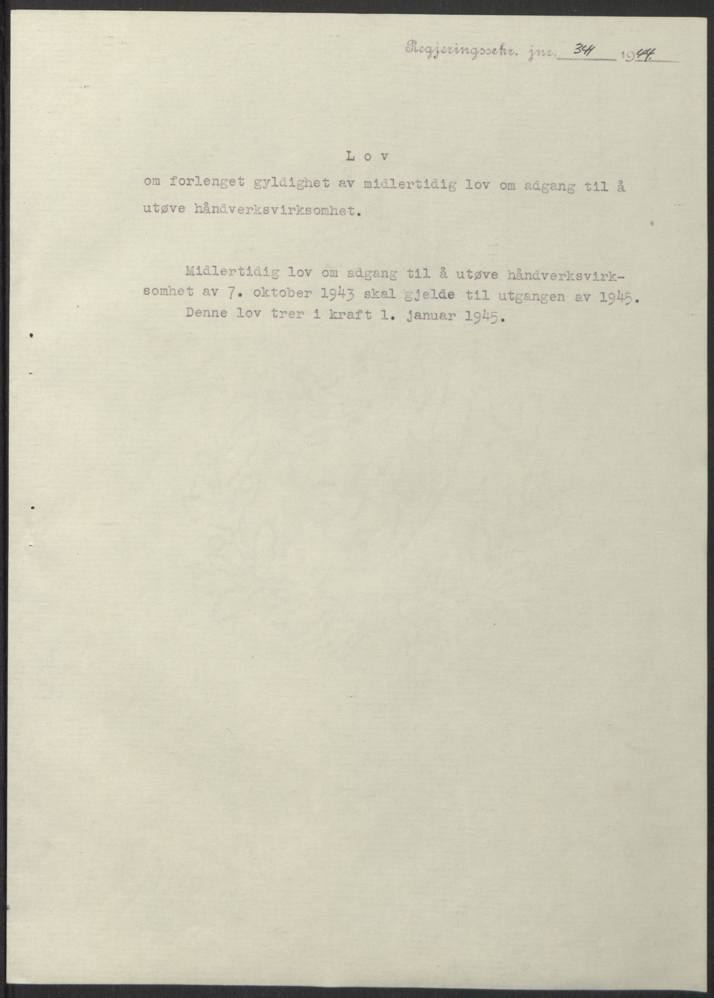 NS-administrasjonen 1940-1945 (Statsrådsekretariatet, de kommisariske statsråder mm), AV/RA-S-4279/D/Db/L0100: Lover, 1944, p. 672