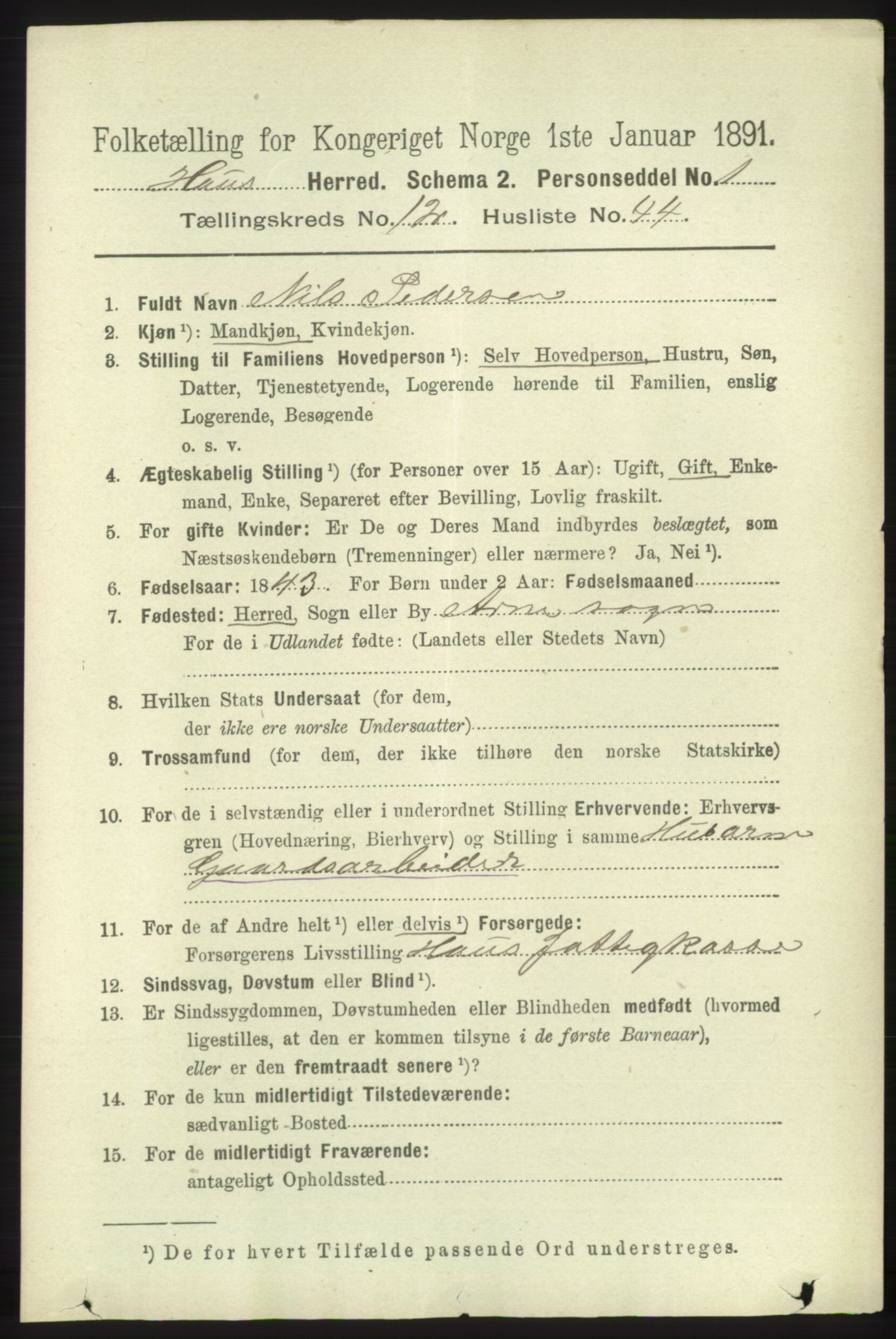 RA, 1891 census for 1250 Haus, 1891, p. 5513