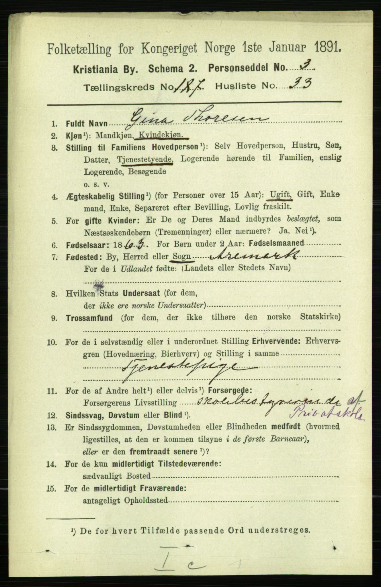 RA, 1891 census for 0301 Kristiania, 1891, p. 112500