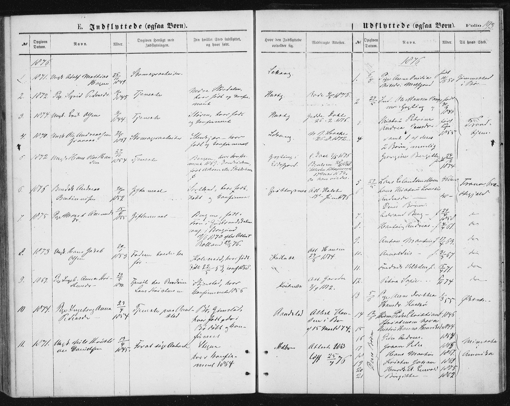 Ministerialprotokoller, klokkerbøker og fødselsregistre - Nordland, SAT/A-1459/888/L1243: Parish register (official) no. 888A09, 1876-1879, p. 193