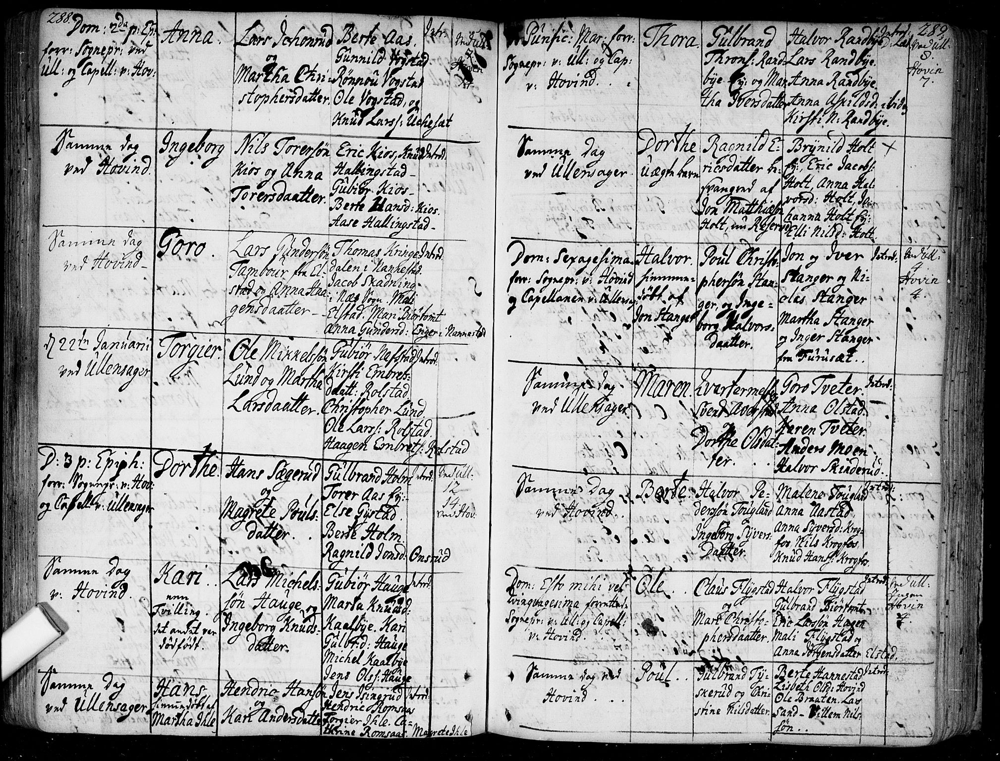 Ullensaker prestekontor Kirkebøker, SAO/A-10236a/F/Fa/L0005: Parish register (official) no. I 5, 1733-1762, p. 288-289