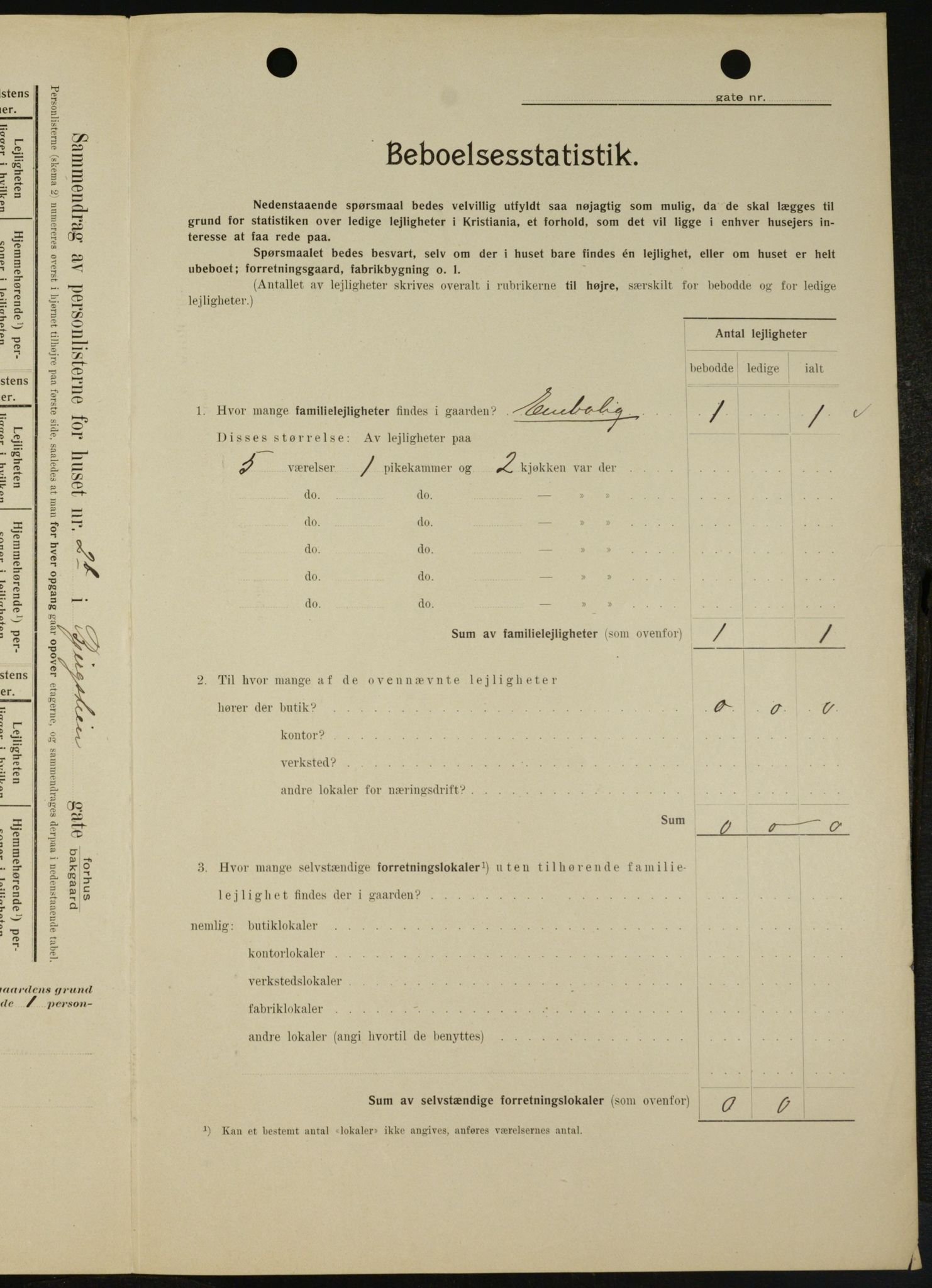 OBA, Municipal Census 1909 for Kristiania, 1909, p. 3986