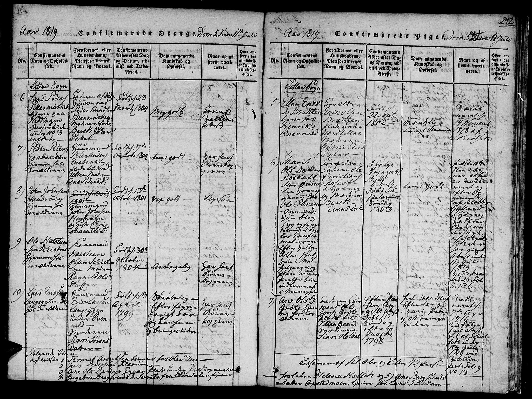 Ministerialprotokoller, klokkerbøker og fødselsregistre - Sør-Trøndelag, SAT/A-1456/618/L0439: Parish register (official) no. 618A04 /1, 1816-1843, p. 242