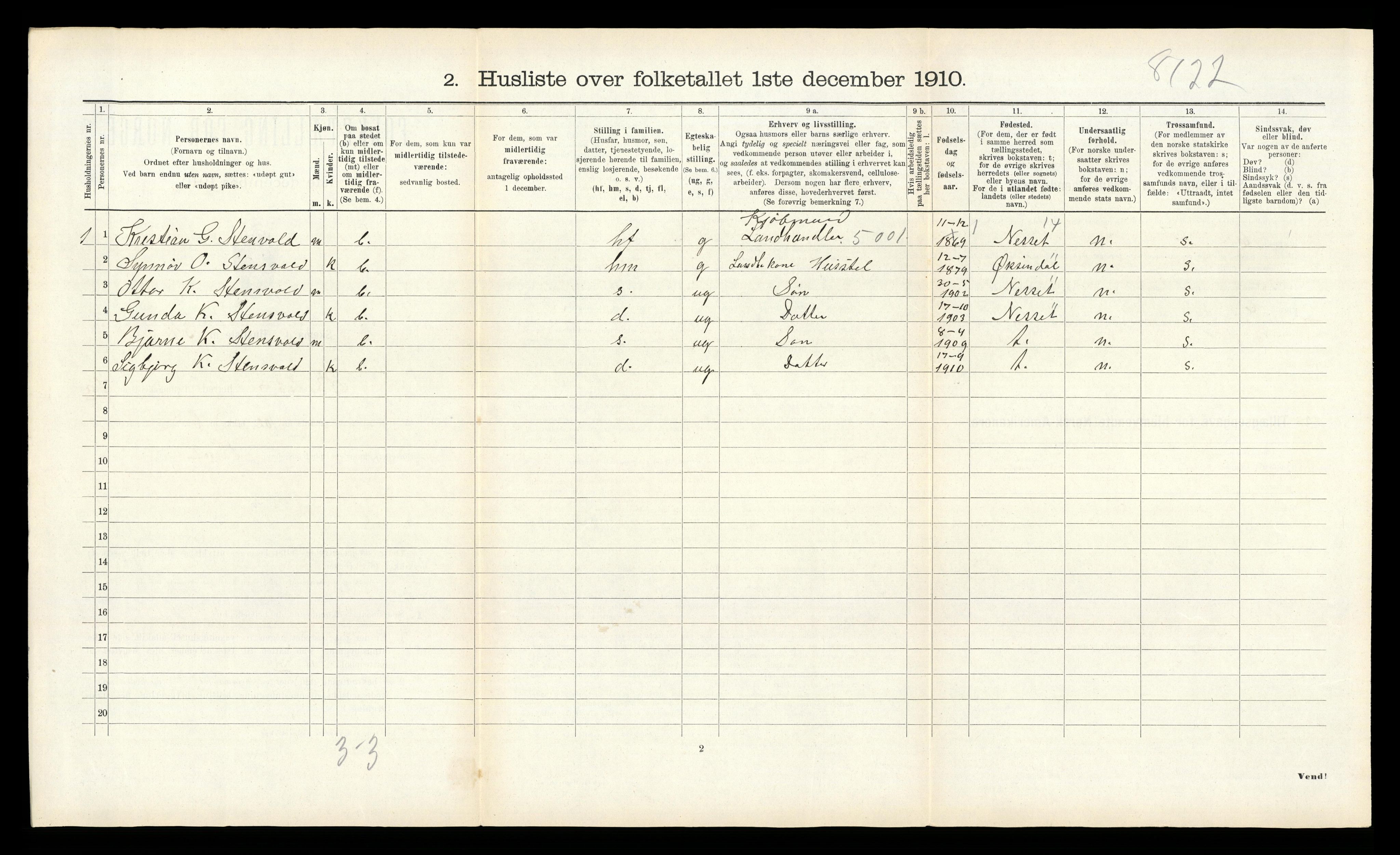 RA, 1910 census for Bolsøy, 1910, p. 1188