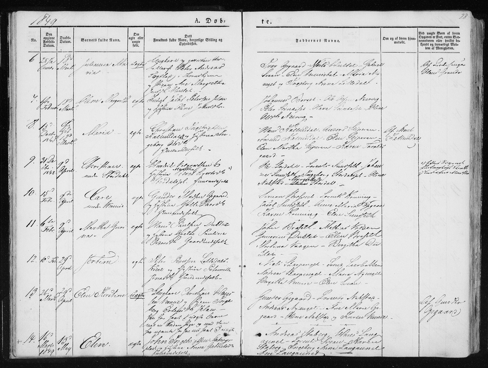 Ministerialprotokoller, klokkerbøker og fødselsregistre - Nord-Trøndelag, AV/SAT-A-1458/733/L0323: Parish register (official) no. 733A02, 1843-1870, p. 28