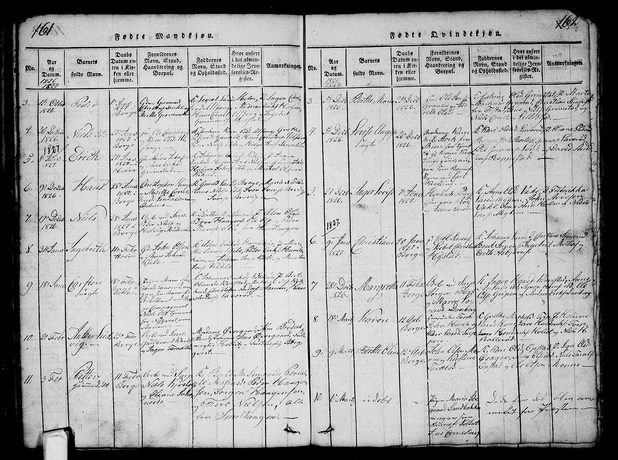 Borge prestekontor Kirkebøker, AV/SAO-A-10903/G/Ga/L0001: Parish register (copy) no.  I 1, 1815-1835, p. 161-162