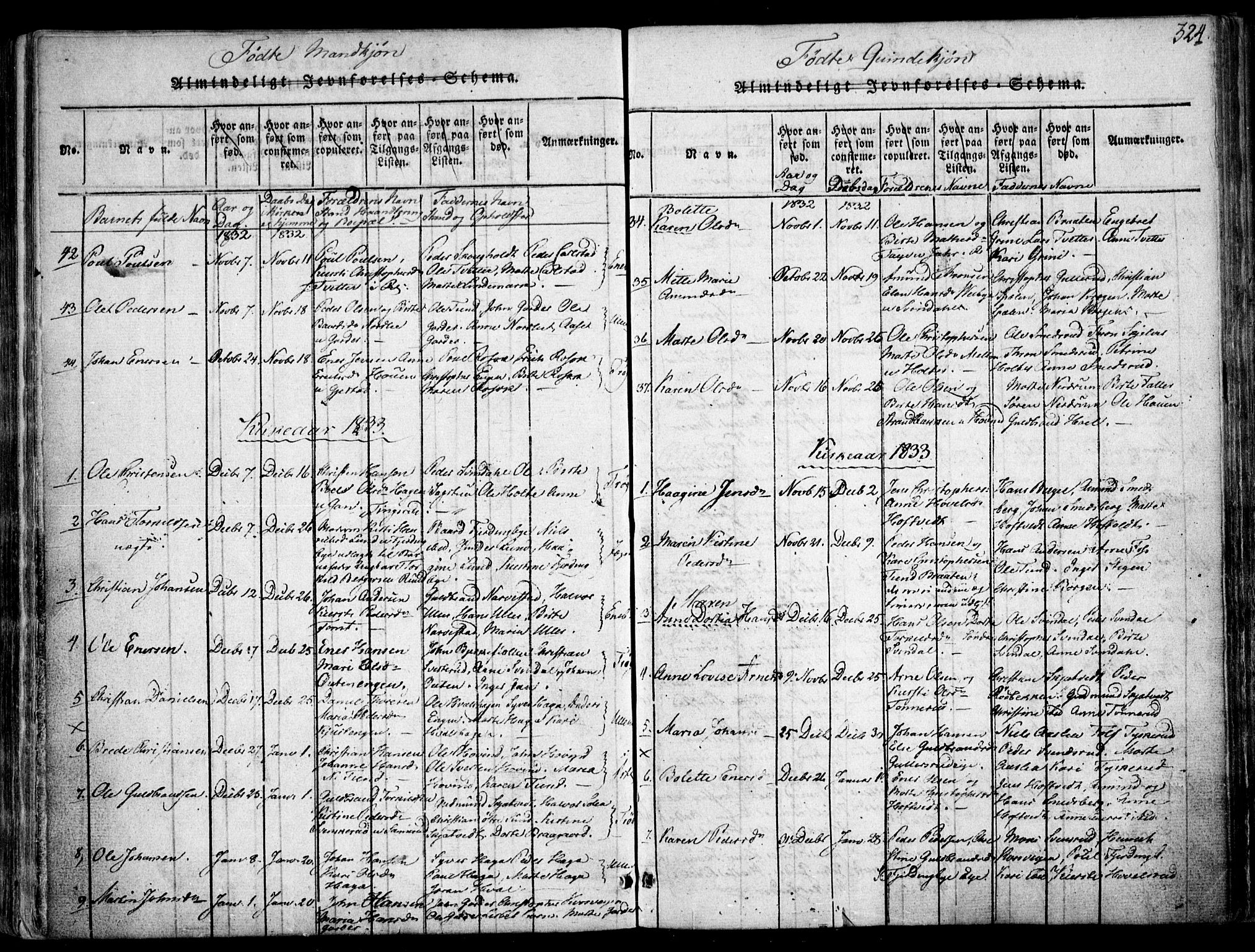 Fet prestekontor Kirkebøker, AV/SAO-A-10370a/F/Fa/L0008: Parish register (official) no. I 8, 1815-1842, p. 324