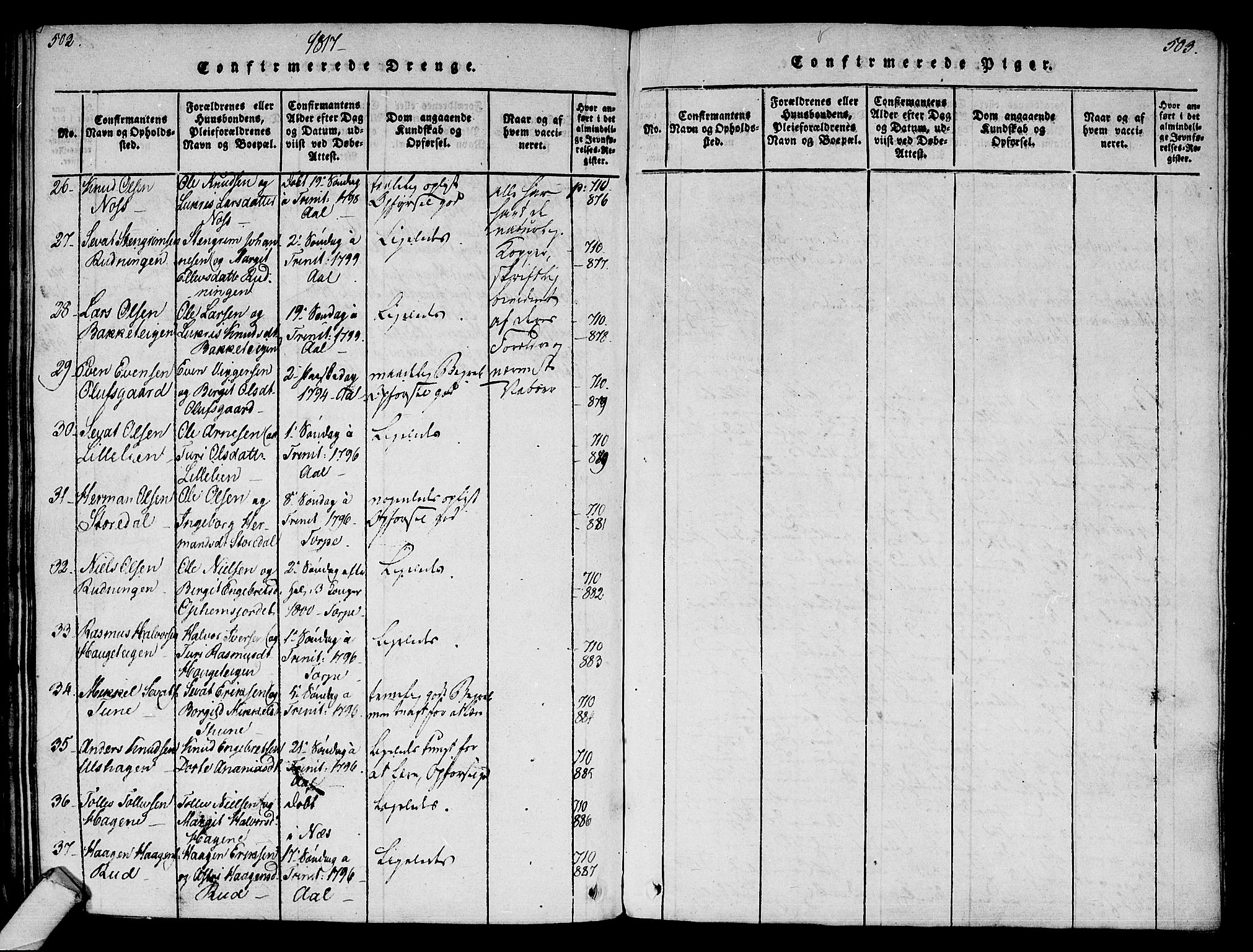 Ål kirkebøker, SAKO/A-249/F/Fa/L0004: Parish register (official) no. I 4, 1815-1825, p. 502-503