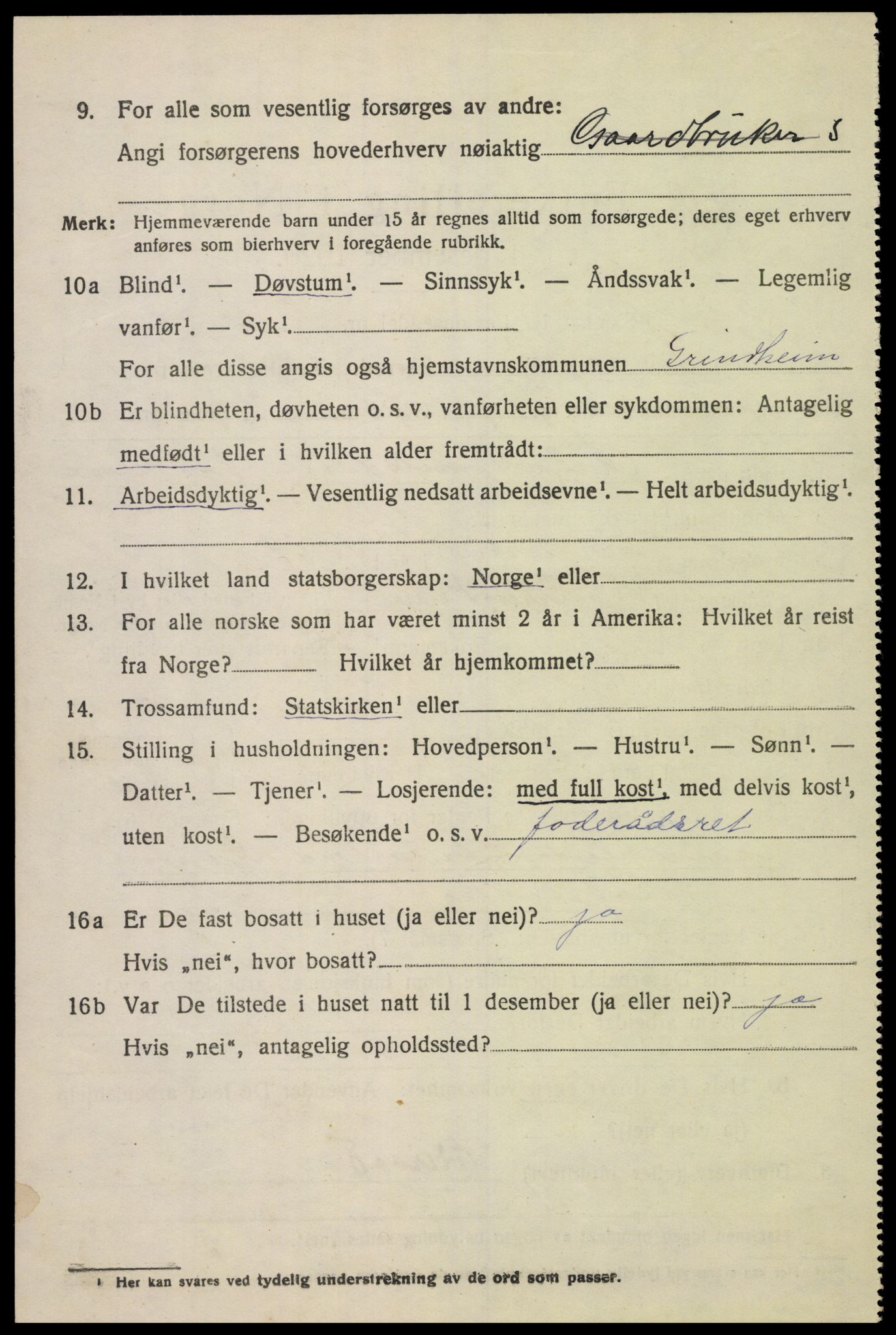 SAK, 1920 census for Grindheim, 1920, p. 414
