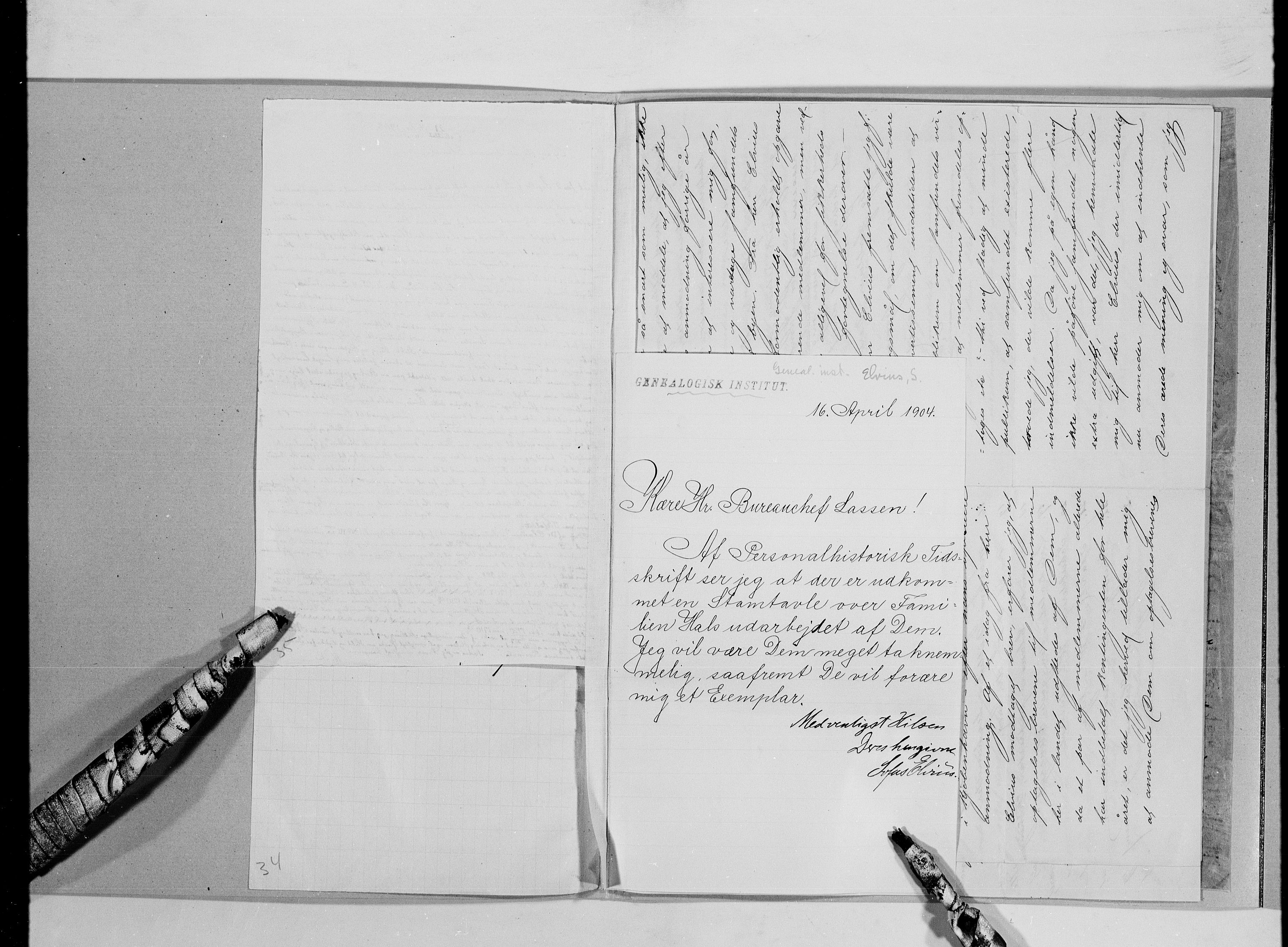Lassens samlinger, AV/RA-PA-0051/G/L0097: Alfabetisk ordnede brev til Wilhelm Lassen: Fabritius - Grønvold, 1815-1907, p. 131