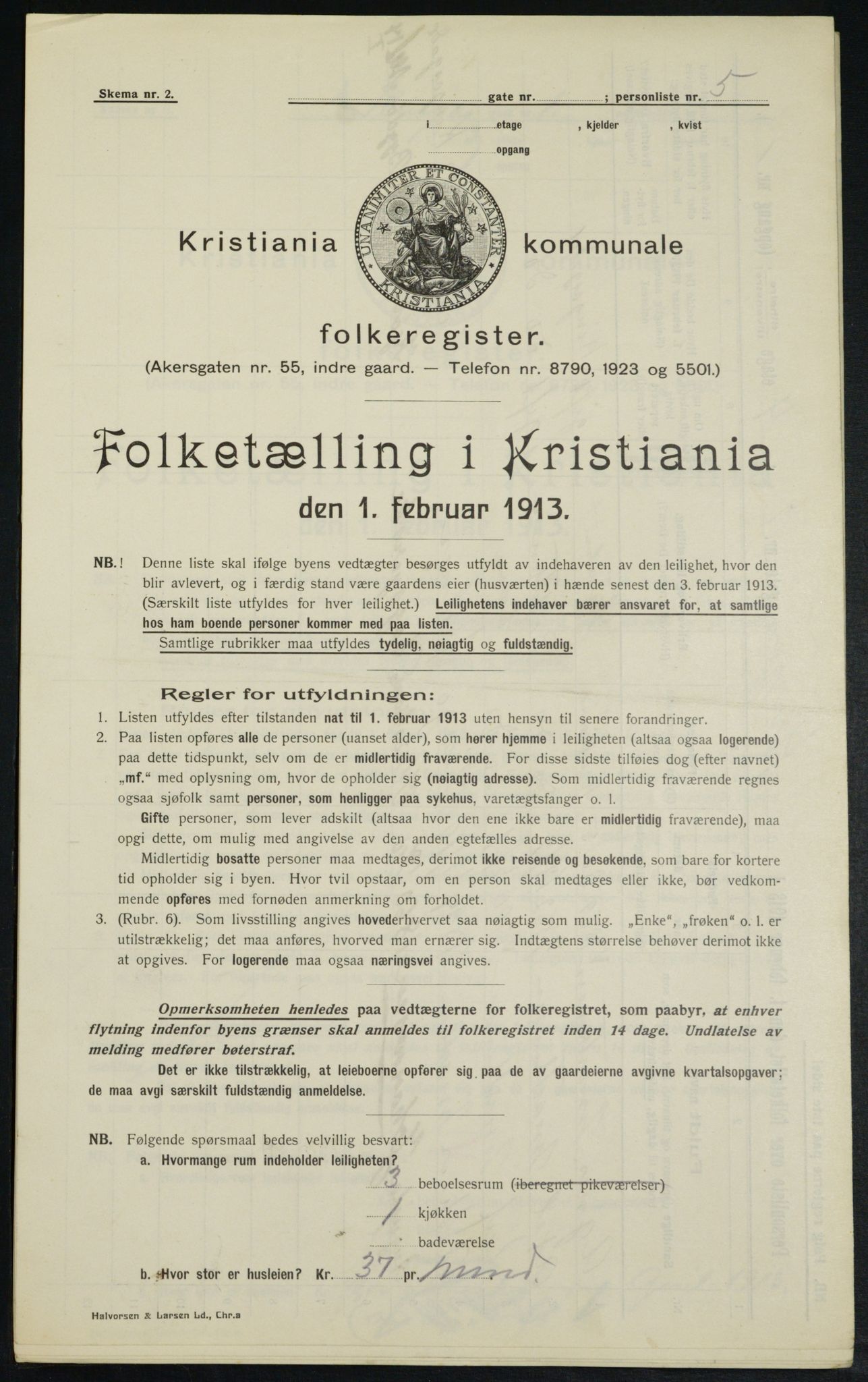 OBA, Municipal Census 1913 for Kristiania, 1913, p. 49266