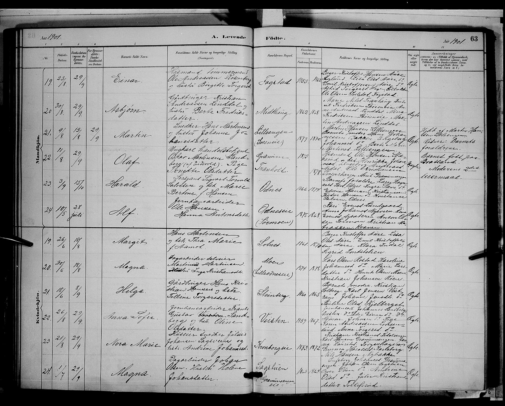 Søndre Land prestekontor, AV/SAH-PREST-122/L/L0003: Parish register (copy) no. 3, 1884-1902, p. 63