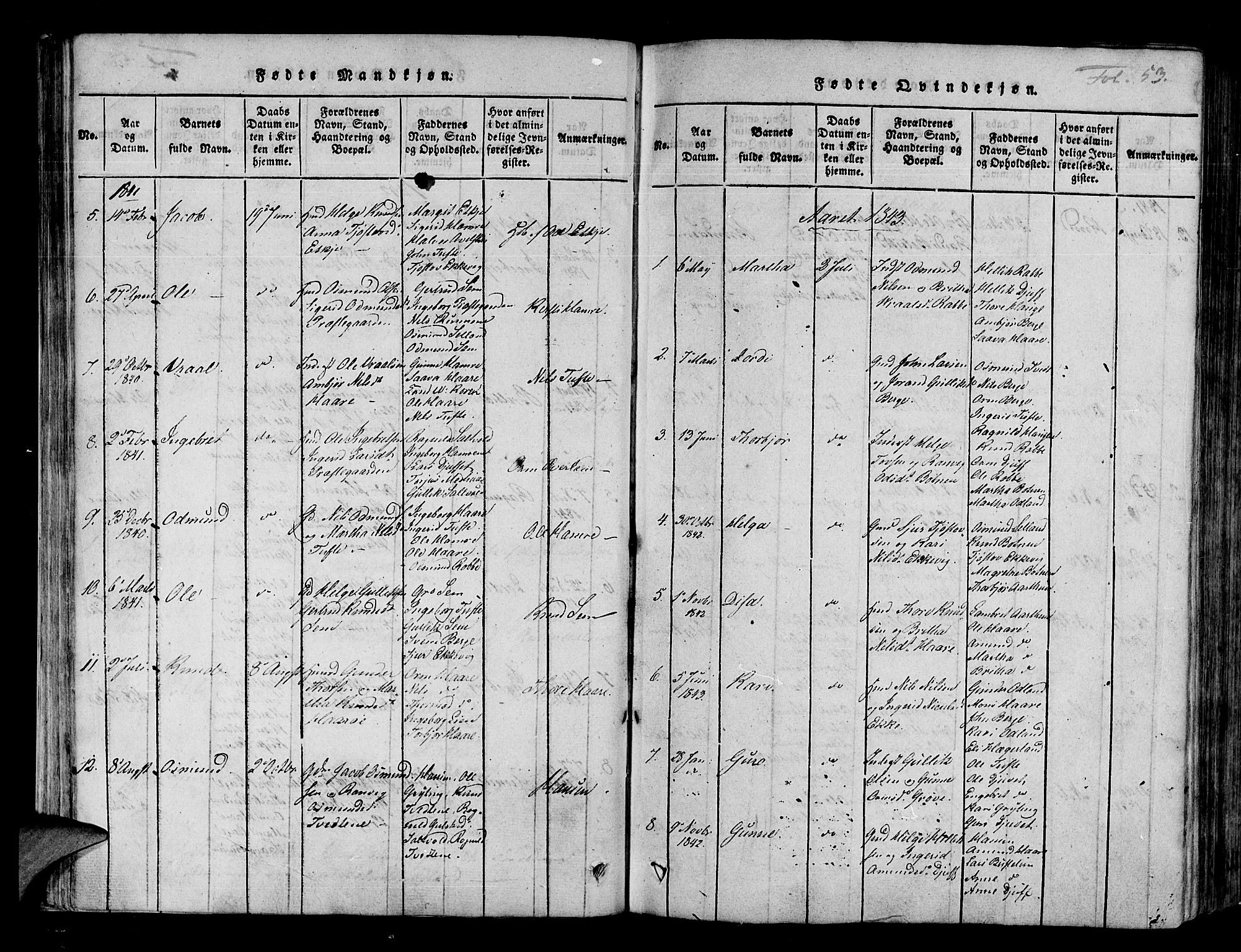 Røldal sokneprestembete, SAB/A-100247: Parish register (official) no. A 2, 1817-1856, p. 53