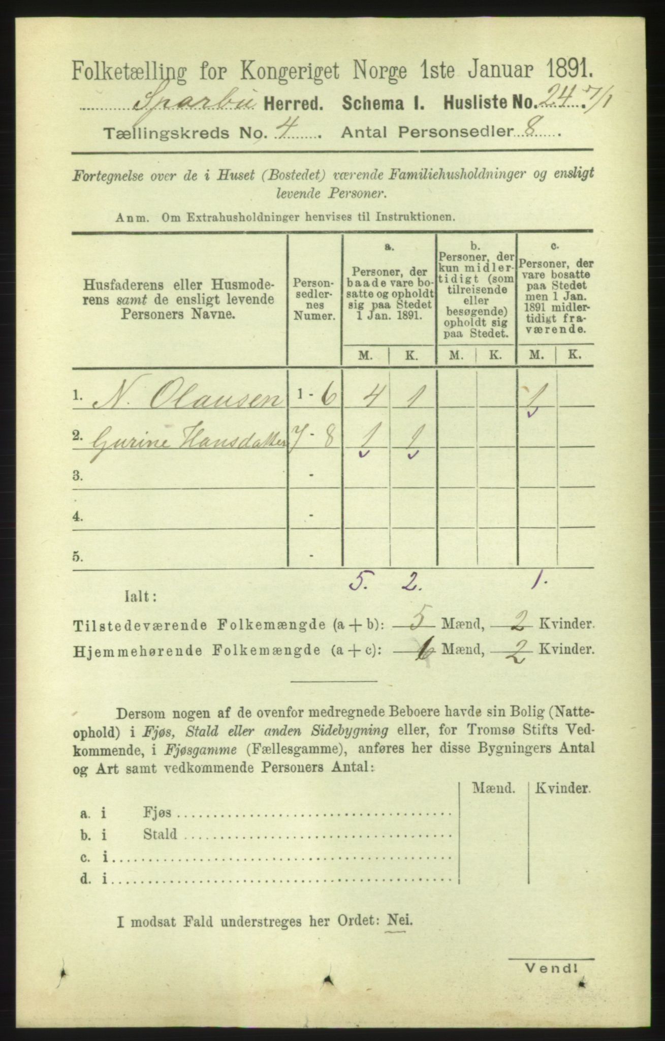 RA, 1891 census for 1731 Sparbu, 1891, p. 1345