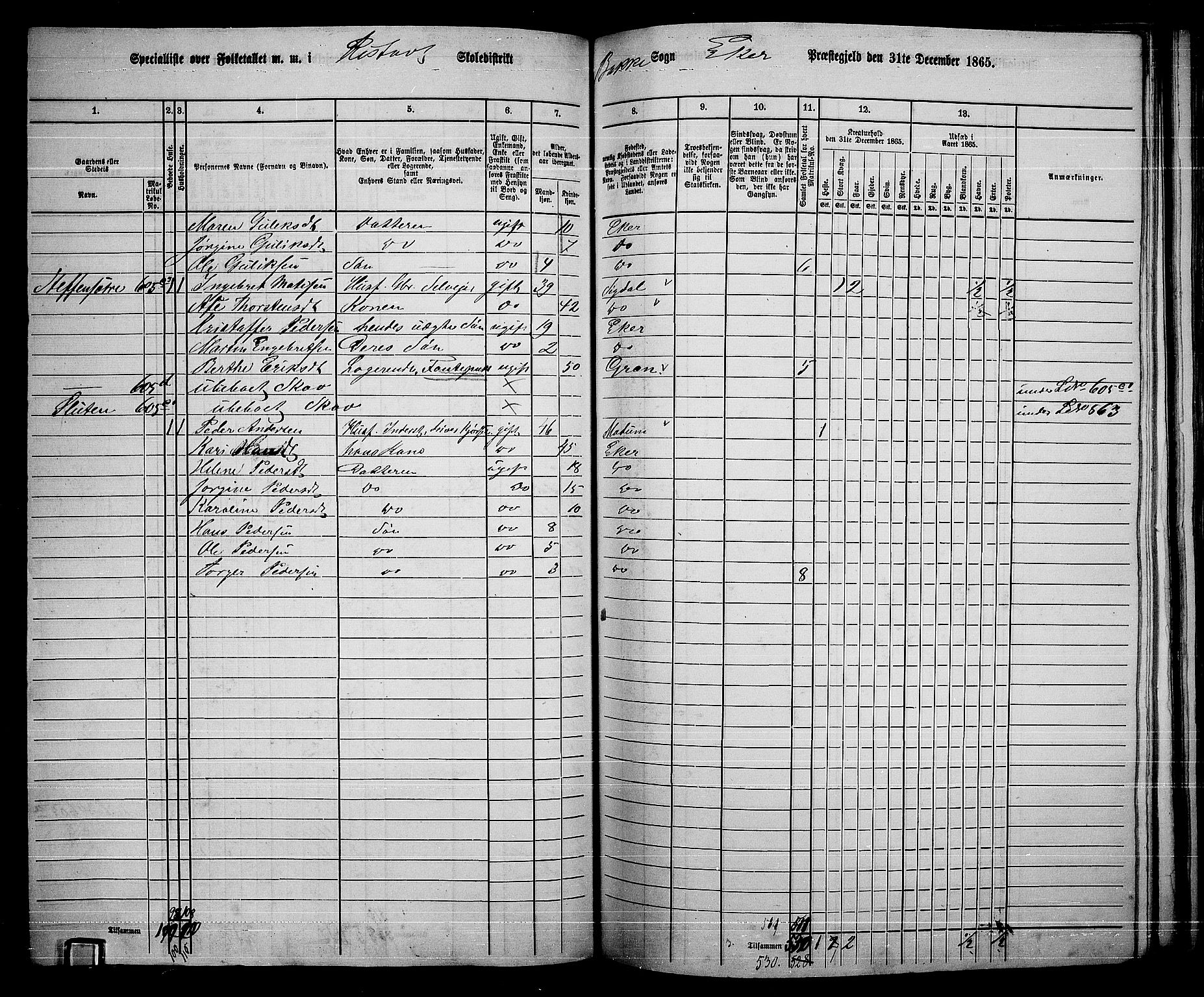 RA, 1865 census for Eiker, 1865, p. 433