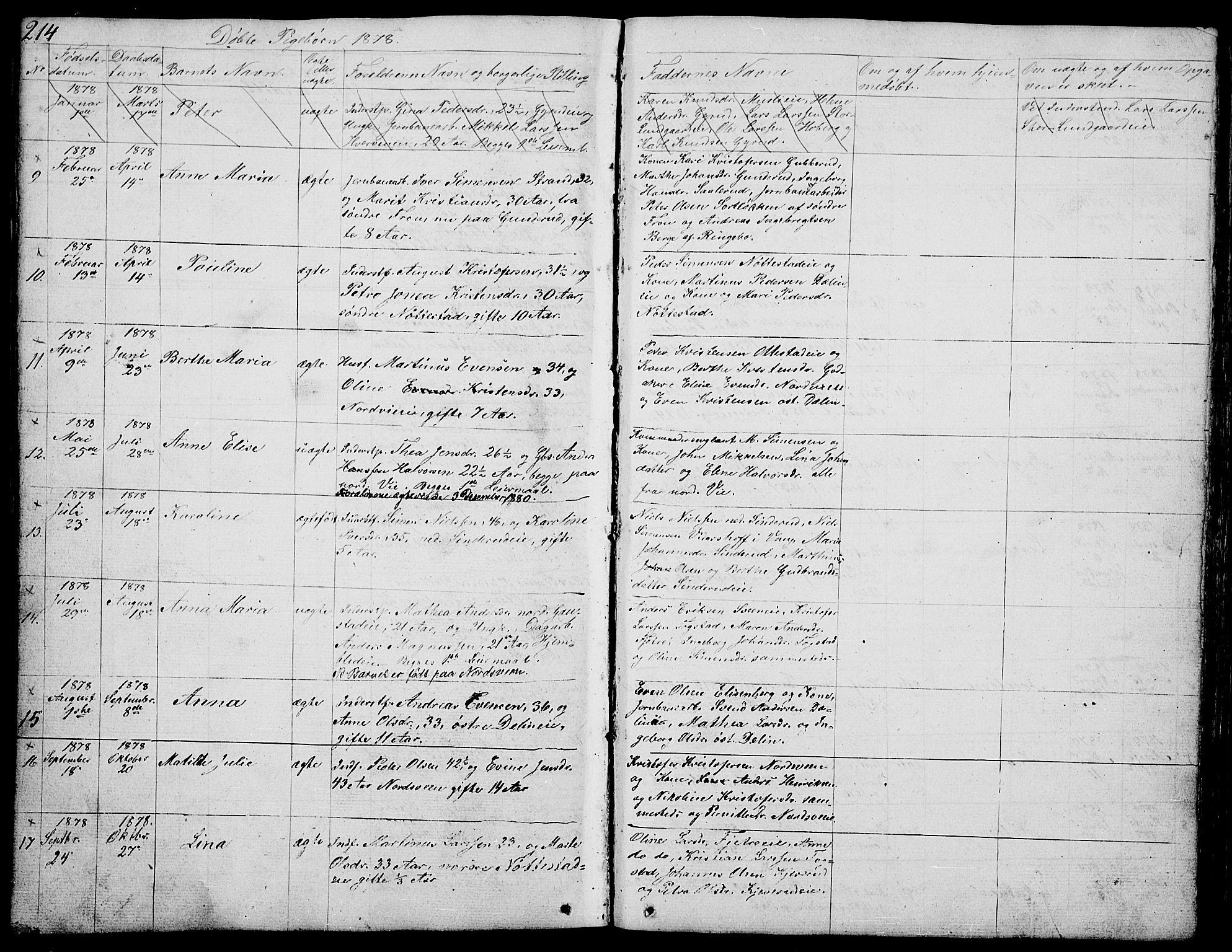 Stange prestekontor, AV/SAH-PREST-002/L/L0002: Parish register (copy) no. 2, 1838-1879, p. 214