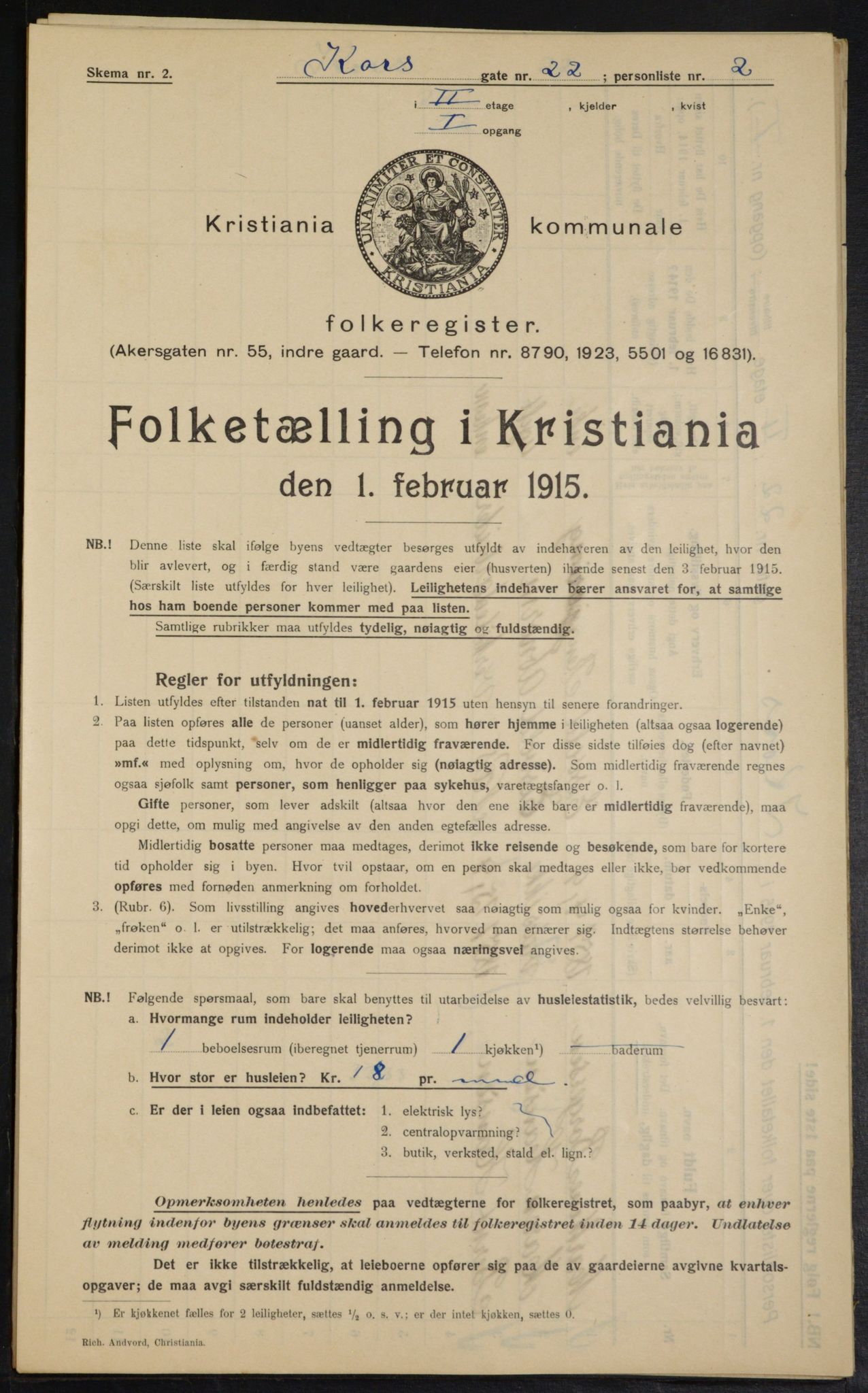 OBA, Municipal Census 1915 for Kristiania, 1915, p. 53153