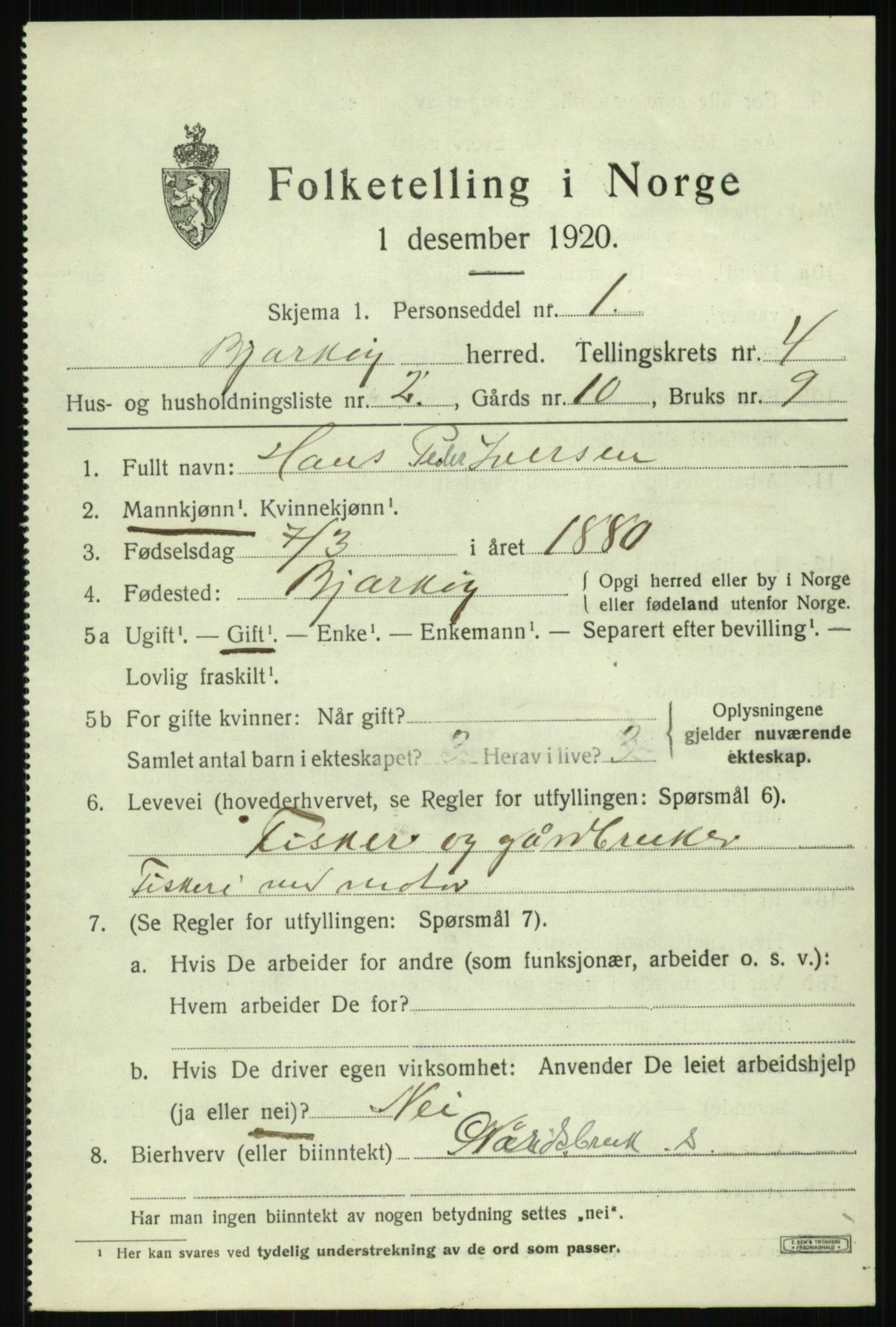 SATØ, 1920 census for Bjarkøy, 1920, p. 2033