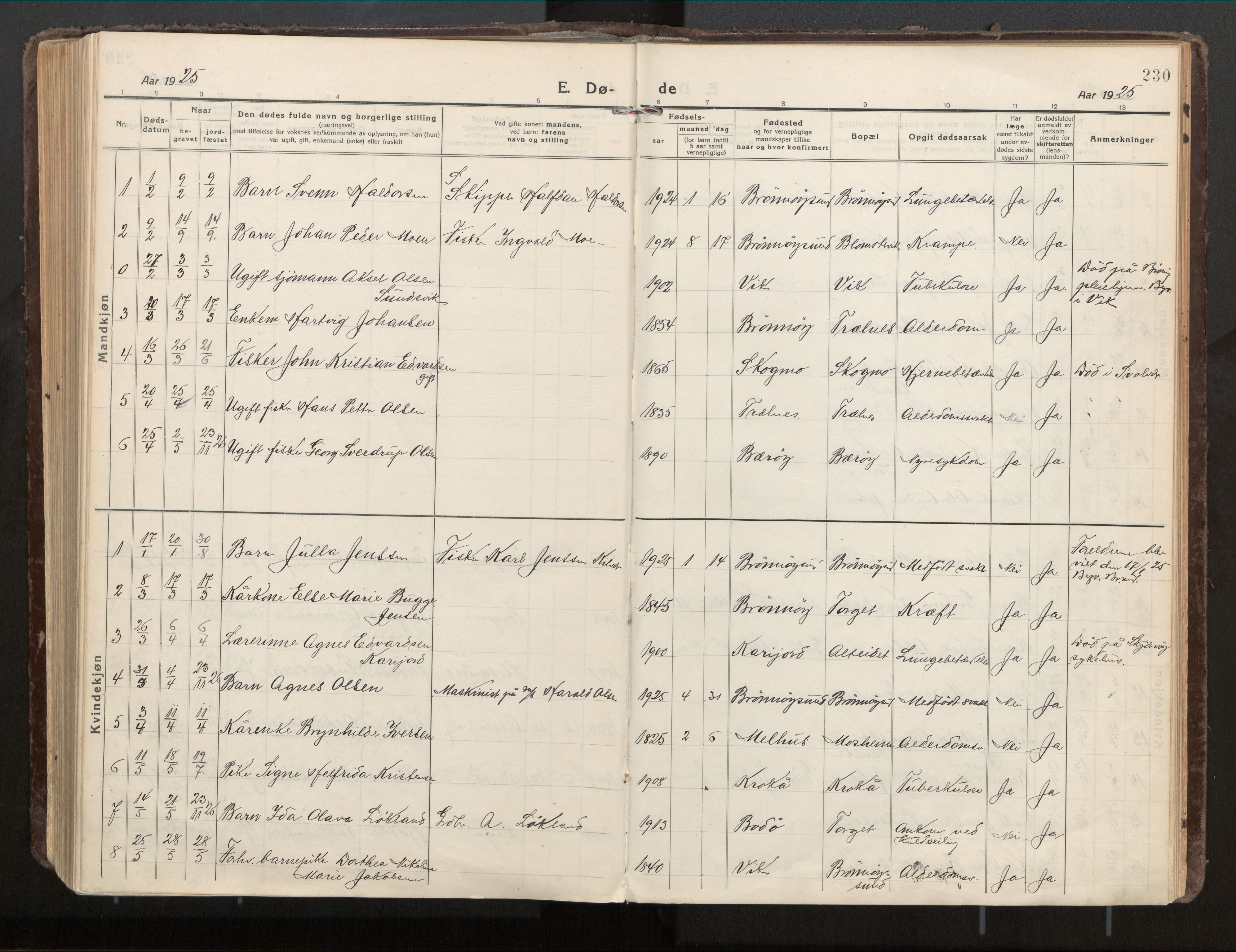 Ministerialprotokoller, klokkerbøker og fødselsregistre - Nordland, AV/SAT-A-1459/813/L0207a: Parish register (official) no. 813A18, 1919-1927, p. 230