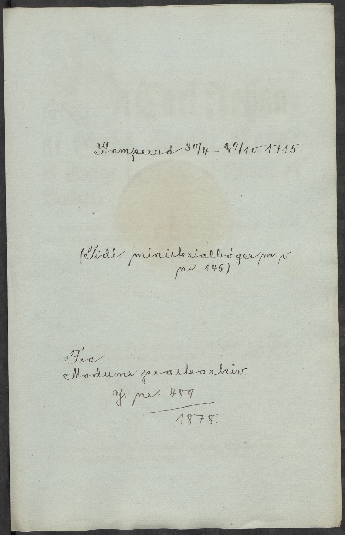 Riksarkivets diplomsamling, AV/RA-EA-5965/F15/L0016: Prestearkiv - Buskerud, 1662-1781, p. 19